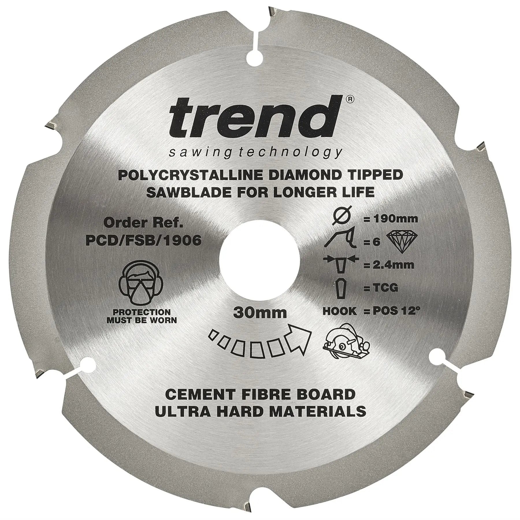 Trend Fibreboard Sawblade Pcd 190mm X 6T X 30mm PCD/FSB/1906