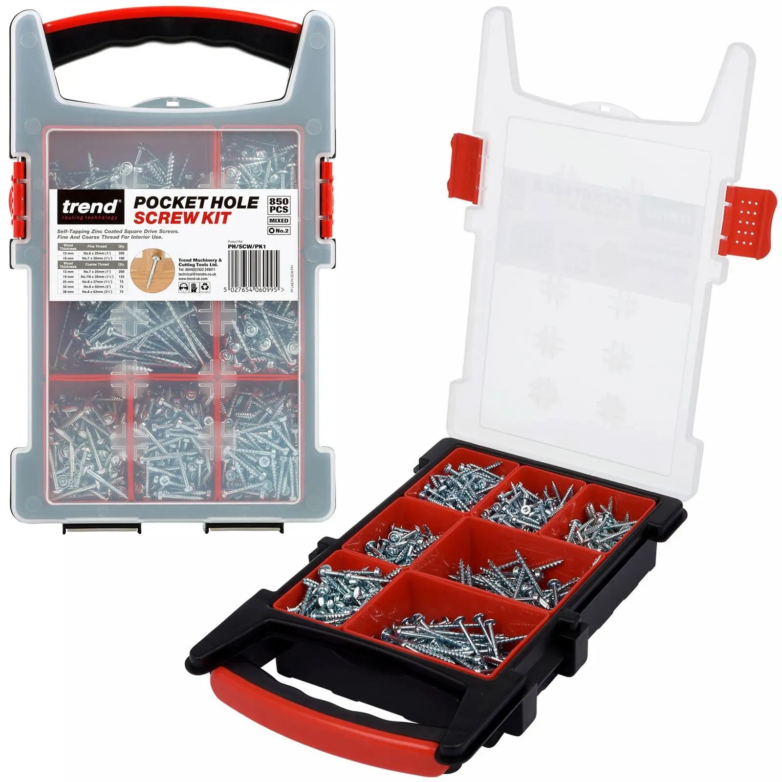 Trend Pocket Hole Screw Selection, 850 Pieces PH/SCW/PK1