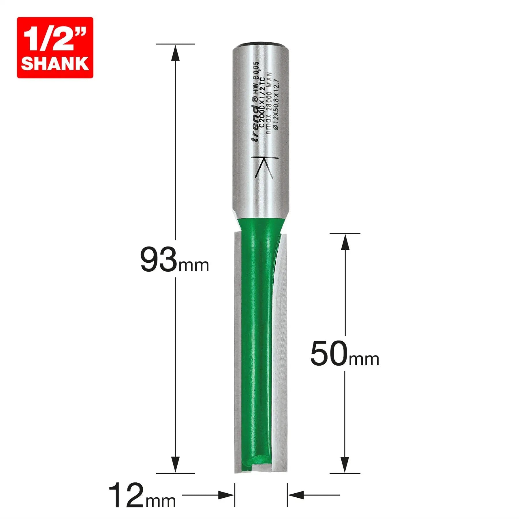 Trend Two Flute Cutter 12mm Diameter C200DX1/2TC