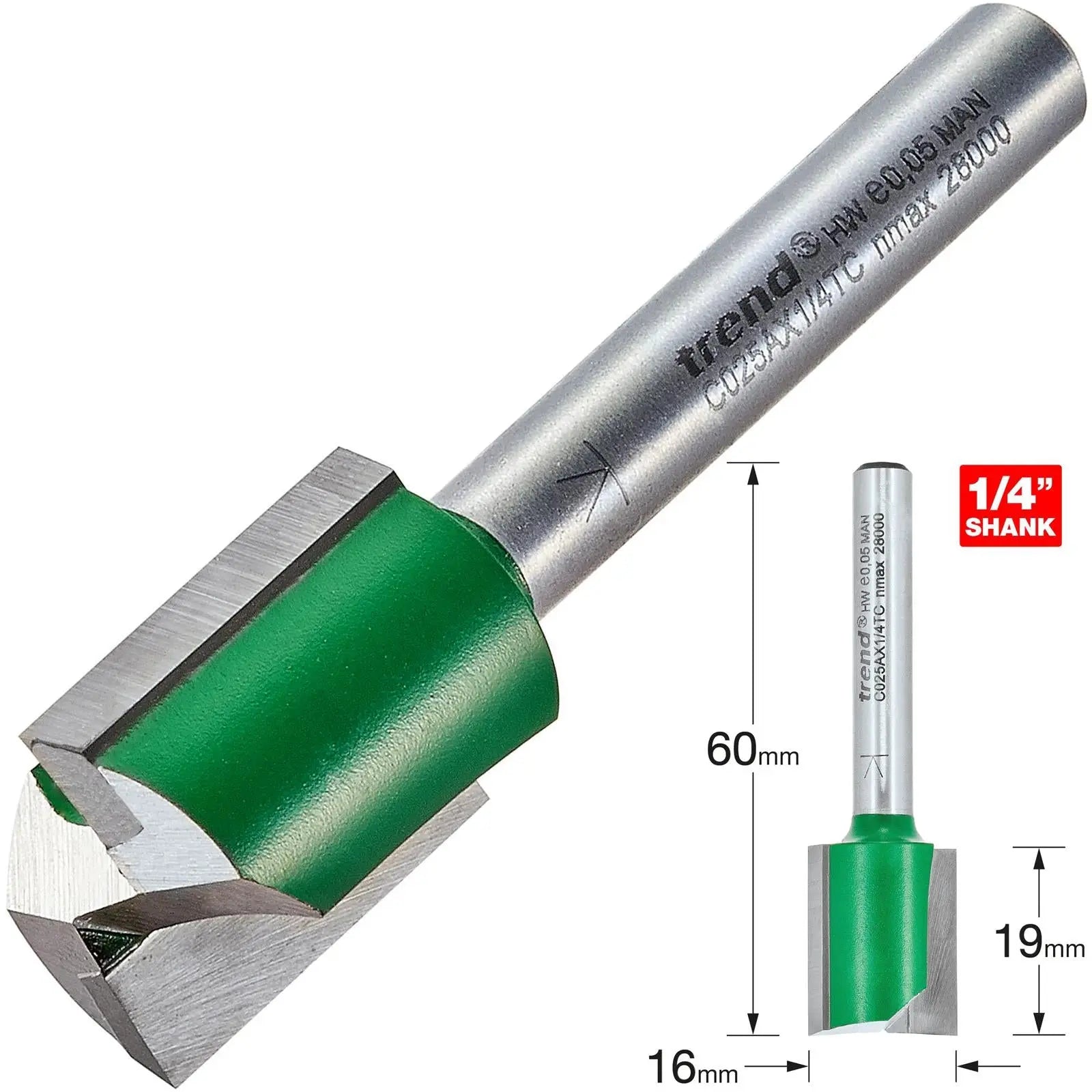 Trend Two Flute Cutter 16mm Diameter C025AX1/4TC