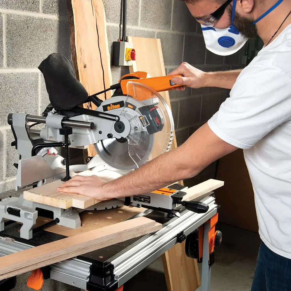 Triton 1800W Sliding Compound Mitre Saw 254mm TCMS254 524891  White Rose Tools