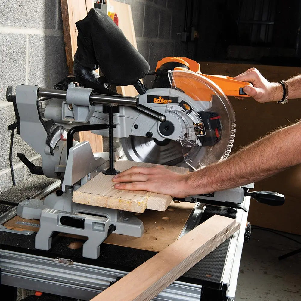 Triton 1800W Sliding Compound Mitre Saw 254mm TCMS254 524891  White Rose Tools