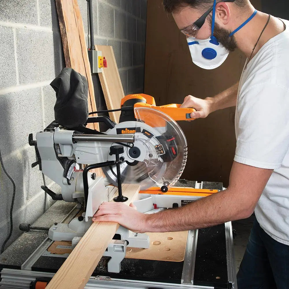 Triton 1800W Sliding Compound Mitre Saw 254mm TCMS254 524891  White Rose Tools