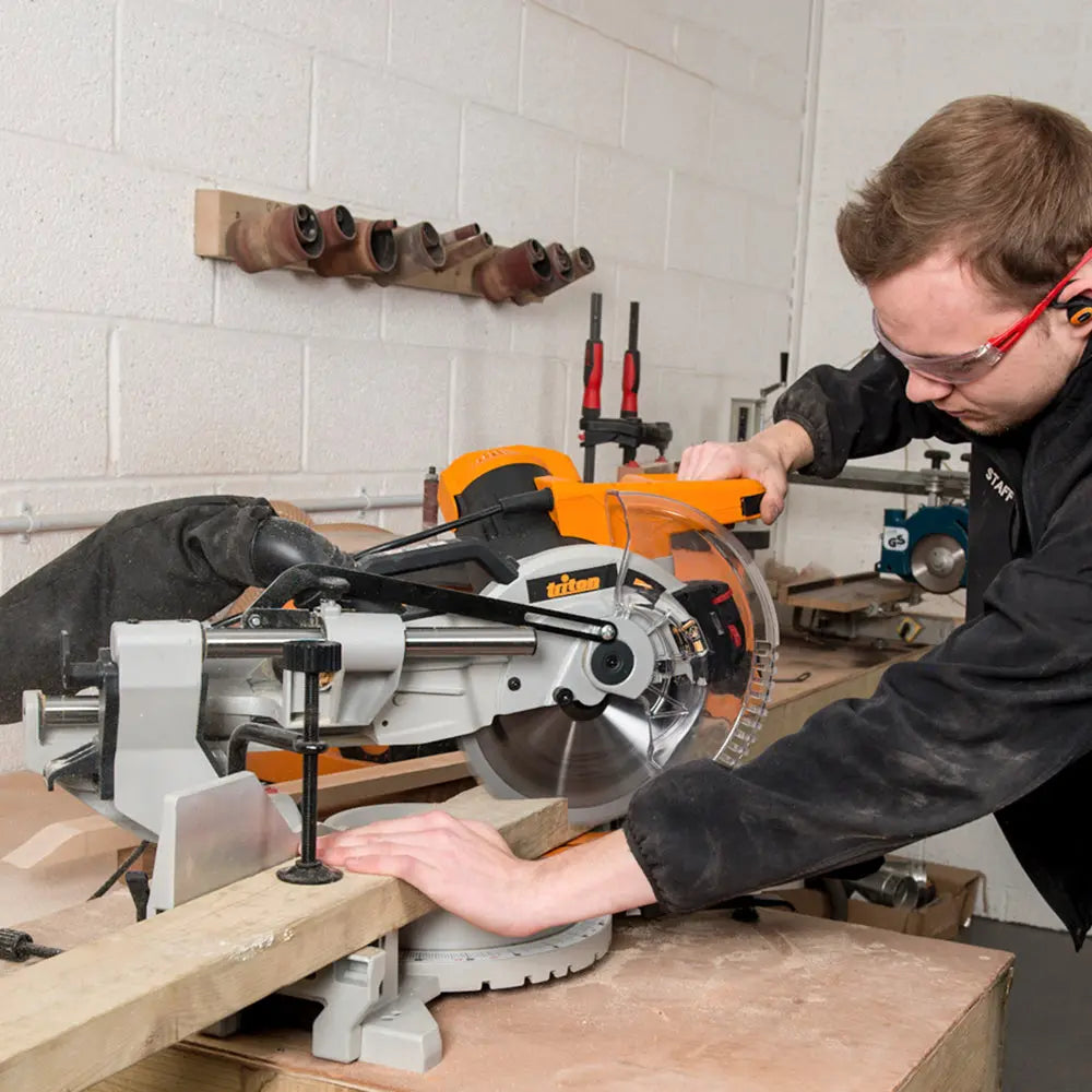 Triton 1800W Sliding Compound Mitre Saw 254mm TCMS254 524891  White Rose Tools