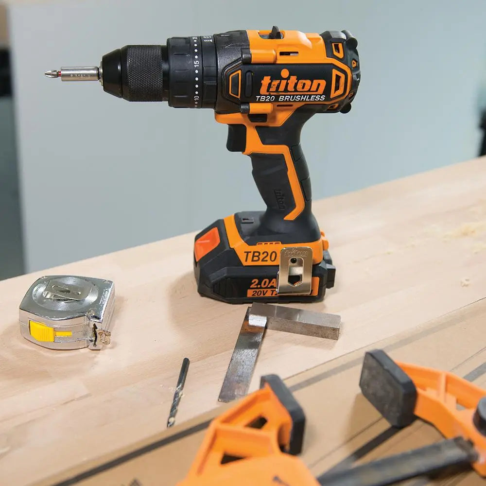 Triton T20 Brushless Combi Hammer Drill 20V T20CHBL 445887 White Rose Tools