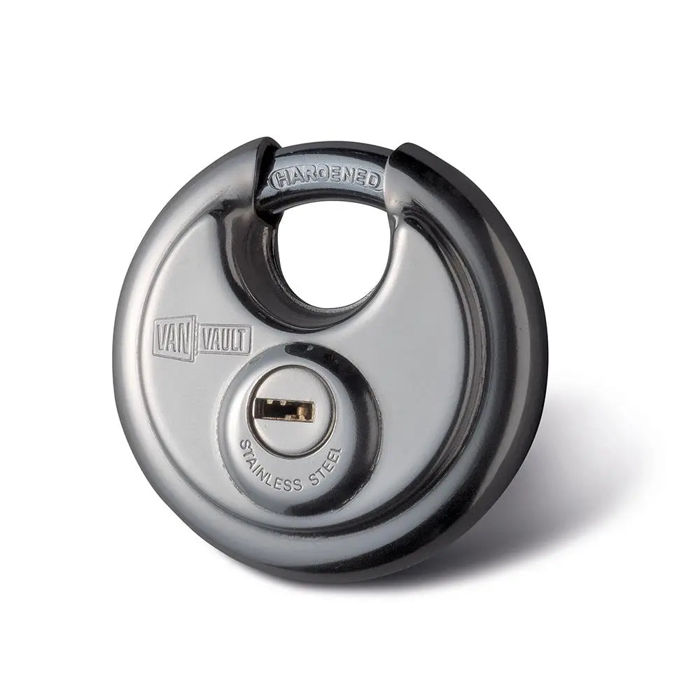 Van Vault Stainless Steel Disc Padlock 70mm S10063  White Rose Tools