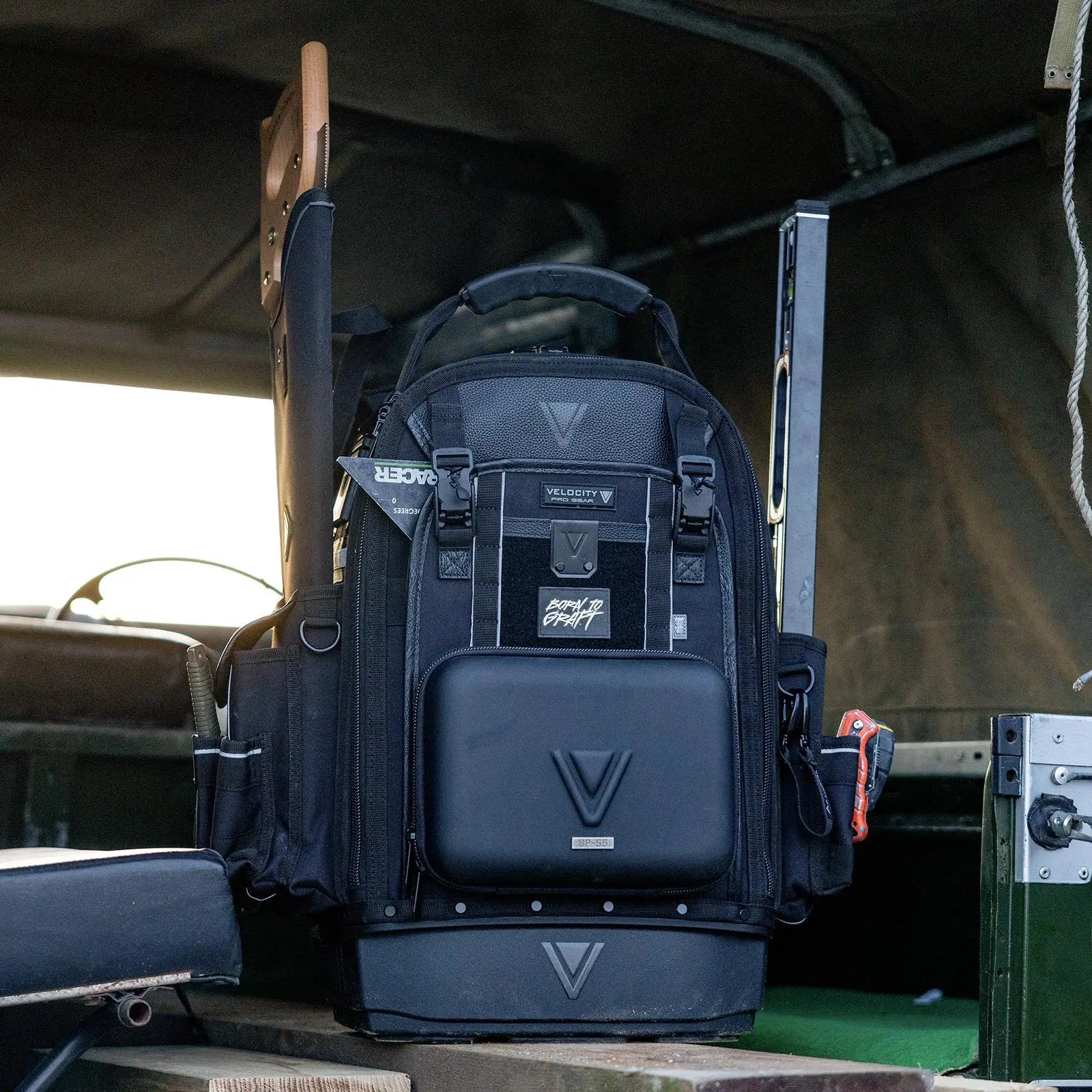 Velocity Rogue 55 Carpenter Backpack - Shadow Black - Connect Compatible BP-55-S White Rose Tools