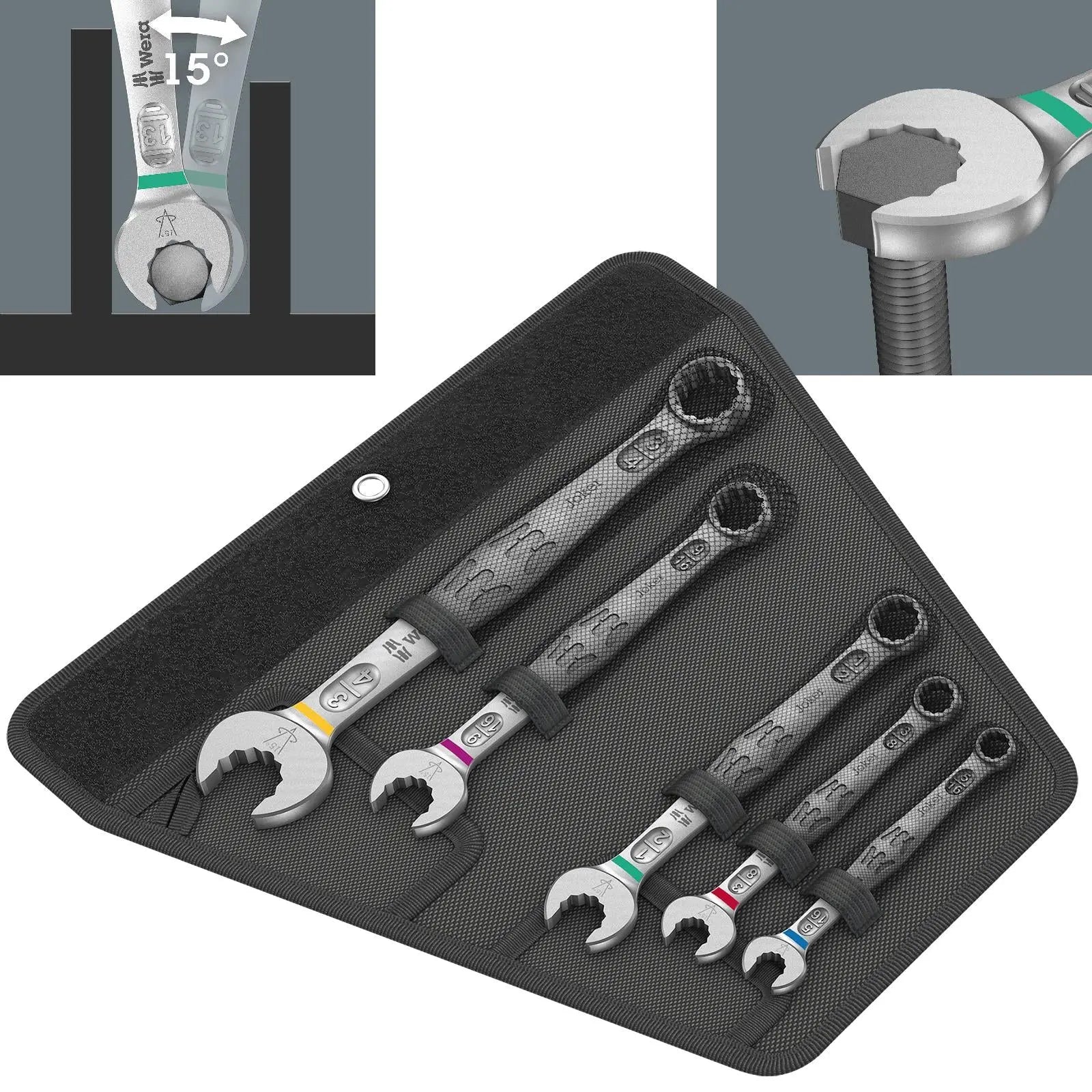 Wera 6003 Joker 5 Imperial Set 1 Combination Spanner Wrench 5 Piece 5/16"-3/4" in Case
