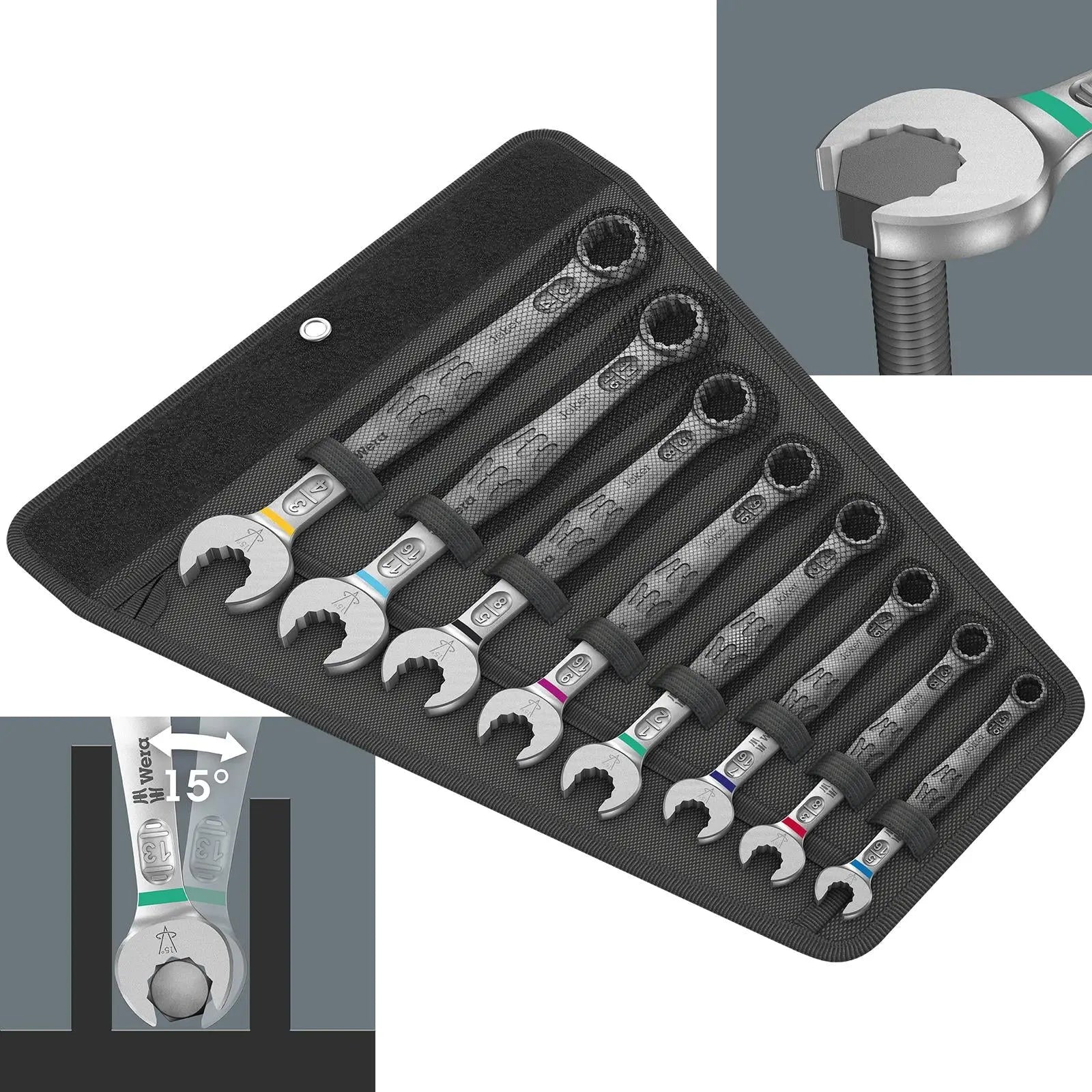 Wera 6003 Joker 8 Imperial Set 1 Combination Spanner Wrench 8 Piece 5/16"-3/4" in Case
