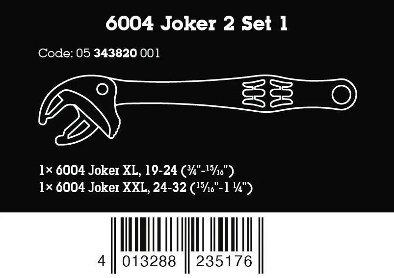Wera 6004 Joker 2 Set 1 Self Setting Spanner Set XL and XXL 19-32mm in Case 2 Pieces White Rose Tools