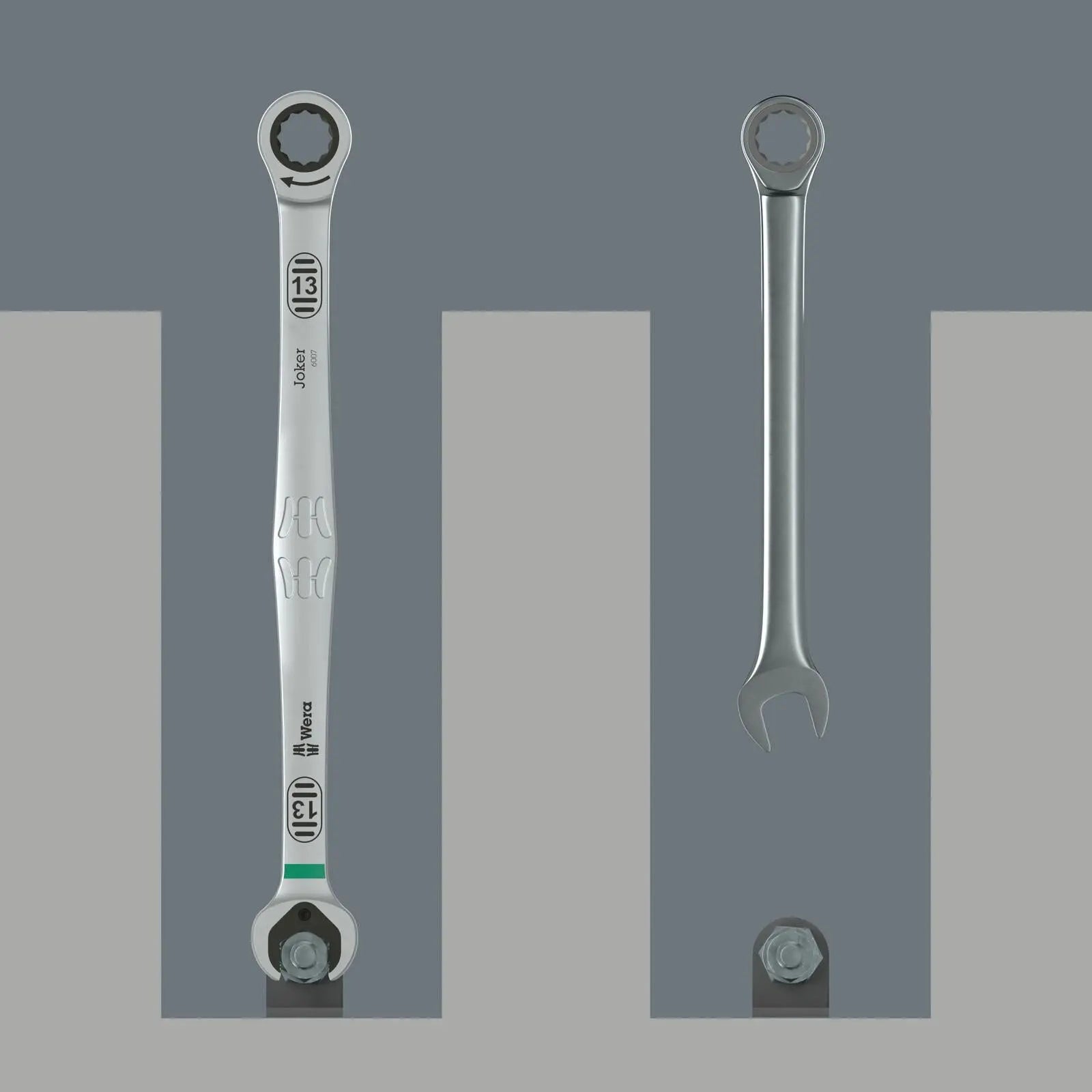 Wera 6007 Joker 11 Set 1 Ratchet Combination Spanner Set Long Design 8-19mm in Case 11 Pieces White Rose Tools