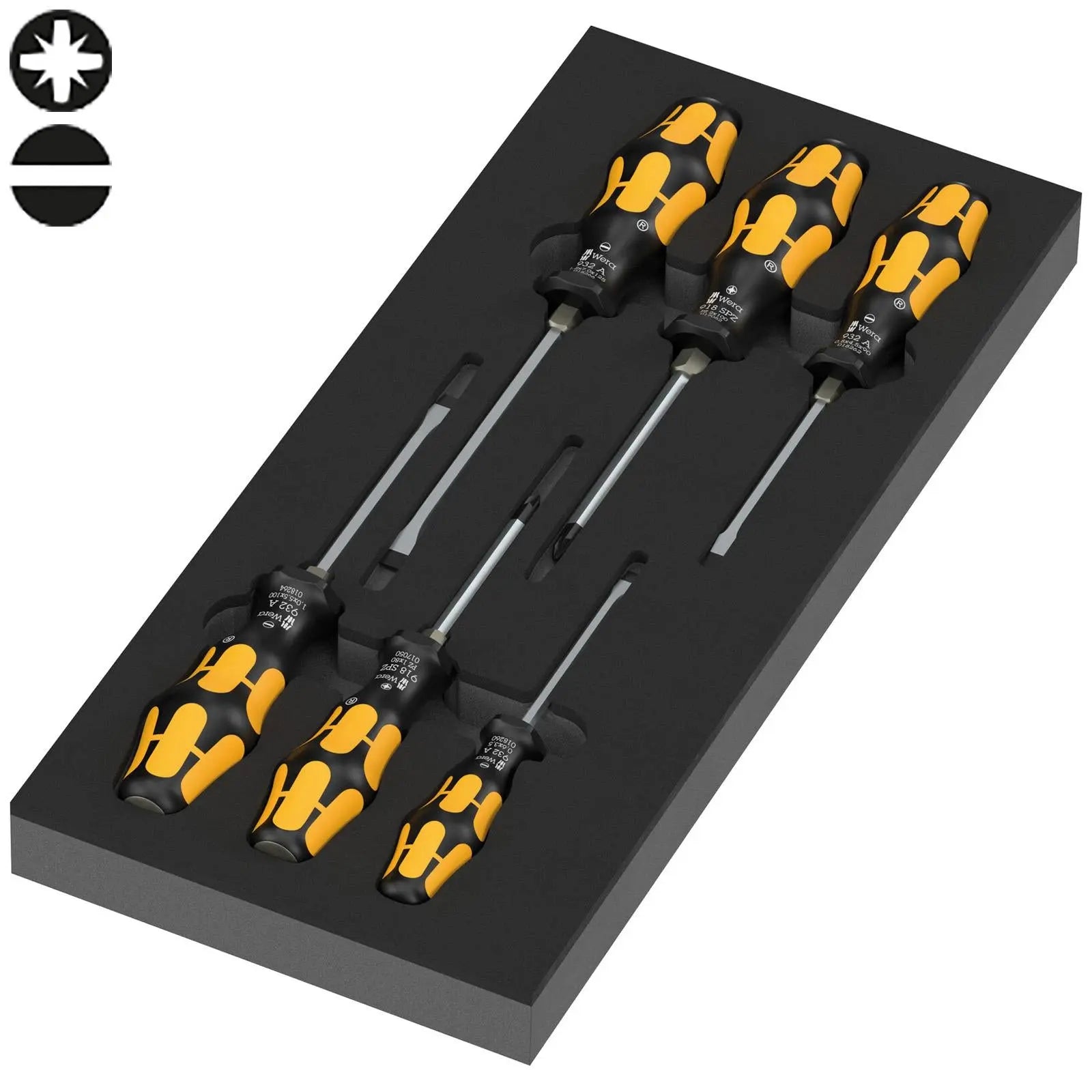Wera 97113 Foam Insert Kraftform Series 900 Chiseldriver Set 2, 7 PiecesĀ White Rose Tools
