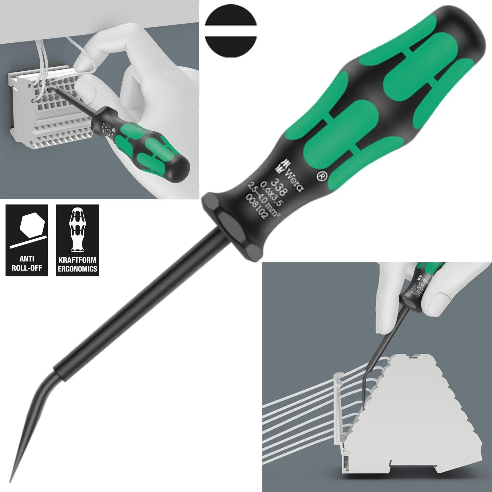 Wera Actuation Tool for Terminal Blocks Spring Cages 338 Slotted 3.5 x 0.6 x 81mm White Rose Tools