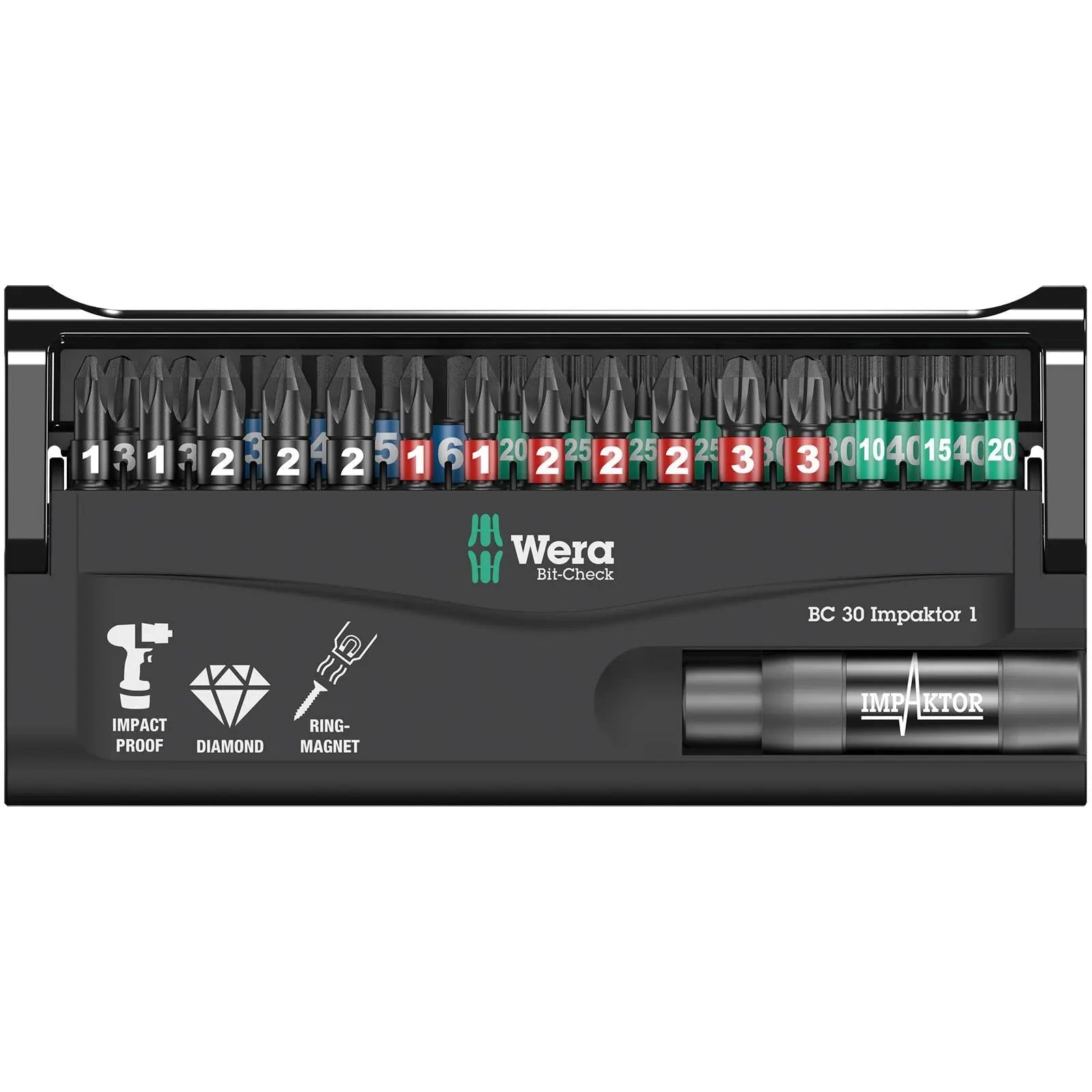 Wera Bit Check 30 Impaktor 1 30 Piece Impact Screwdriver Bit Set with Bit Holder