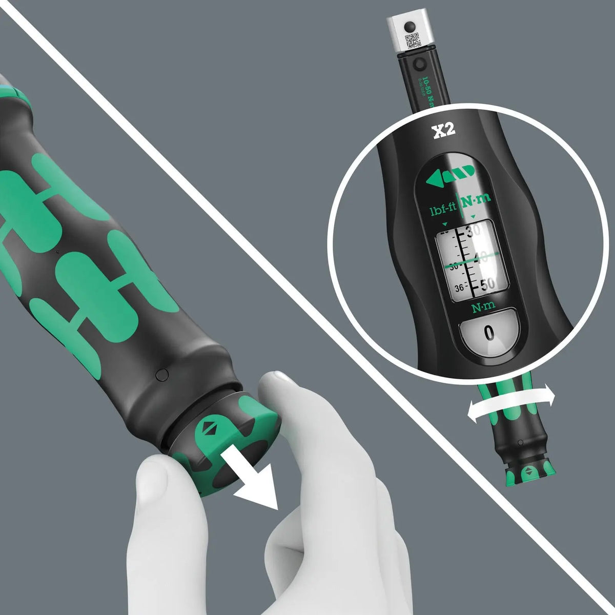 Wera Click Torque X 9558 Torque Set for Pipe Fittings 10-50 Nm 9x12mm Inserts White Rose Tools