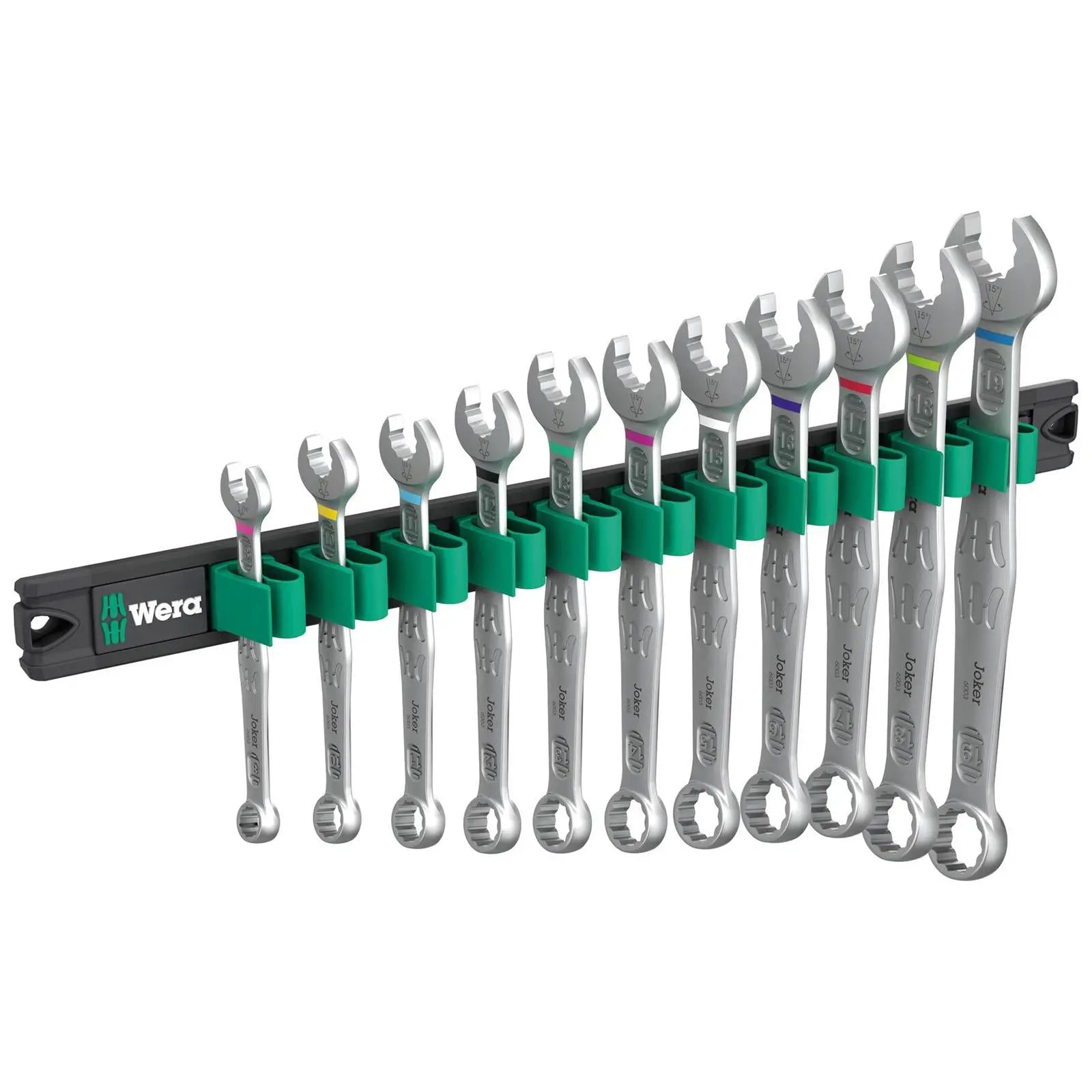 Wera Combination Spanner Wrench Set 6003 Joker 1 9640 Magnetic Rail 11 Pieces 8-19mm White Rose Tools