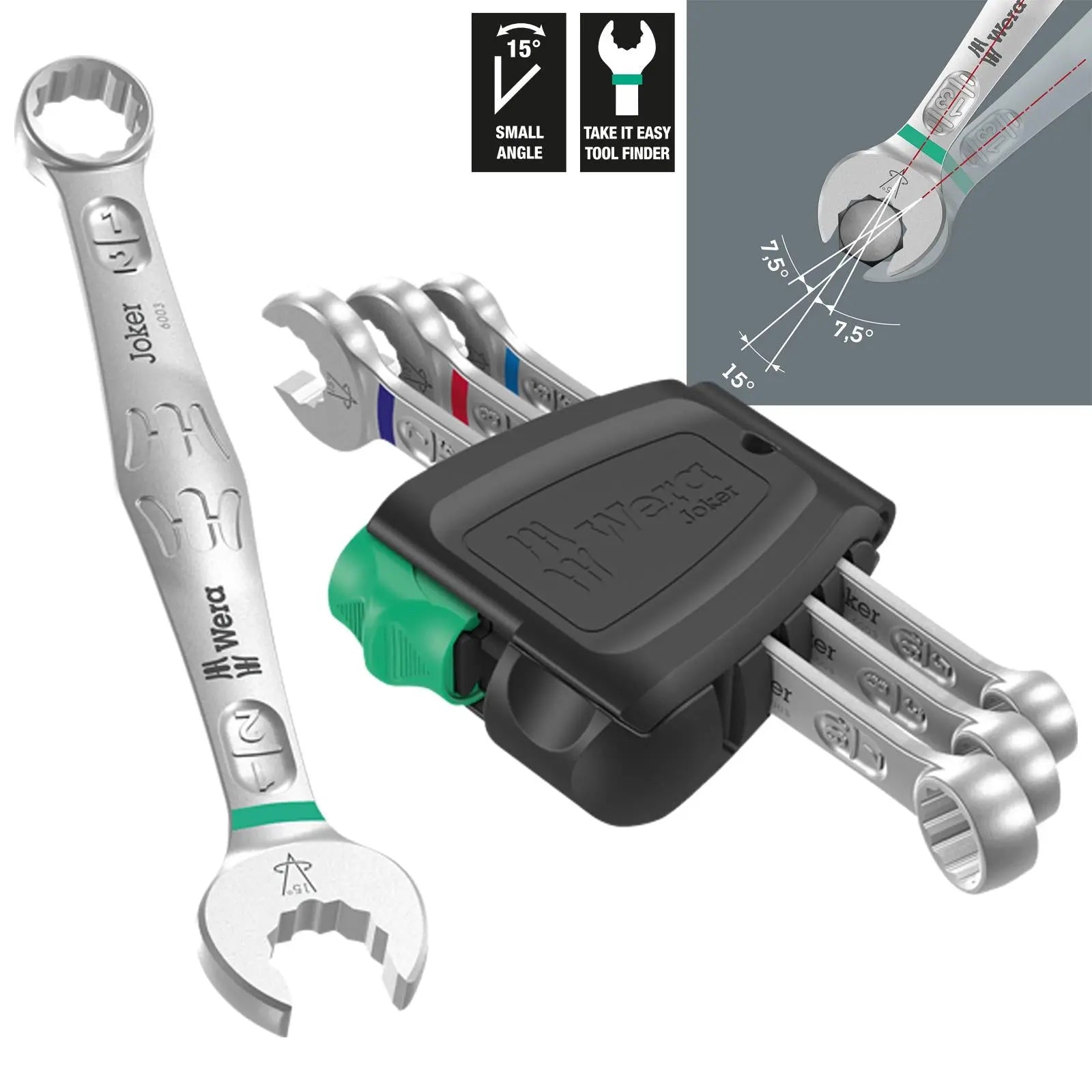 Wera Combination Spanner Wrench Set 6003 Joker 4 Set 1 Imperial 4 Piece 5/16"-1/2 White Rose Tools