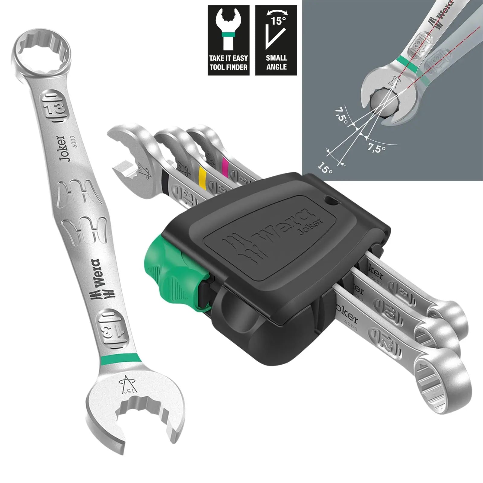 Wera Combination Spanner Wrench Set 6003 Joker 4 Set 1 Metric 4 Piece 8-13mm White Rose Tools