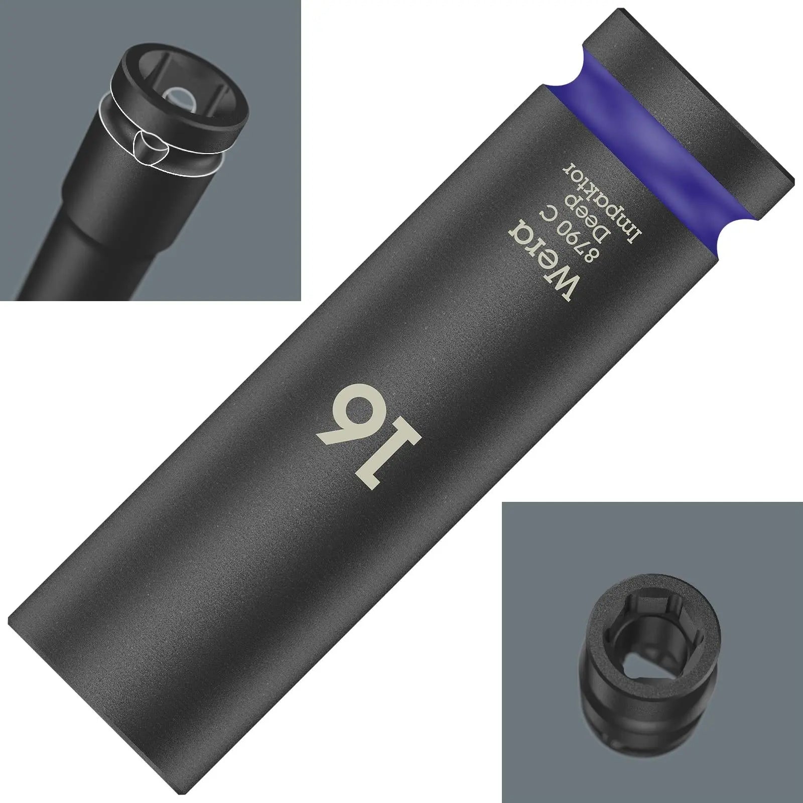Wera Deep Impact Socket Impaktor with 1/2" Drive Zyklop 8790 C 16mm x 83mm