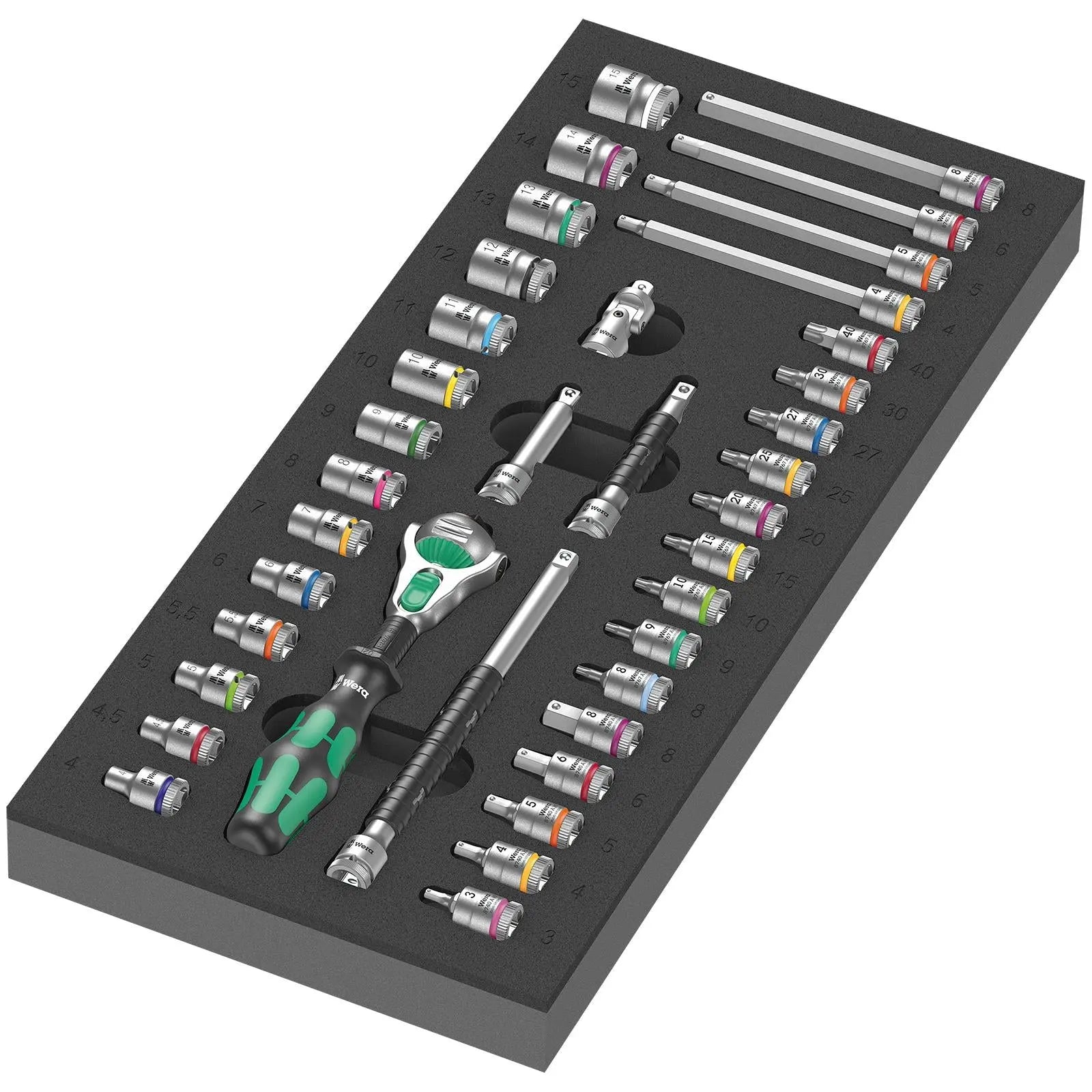 Wera Foam Insert 8000 A Zyklop 1/4" Drive Ratchet Set 1 9720 37 Pieces