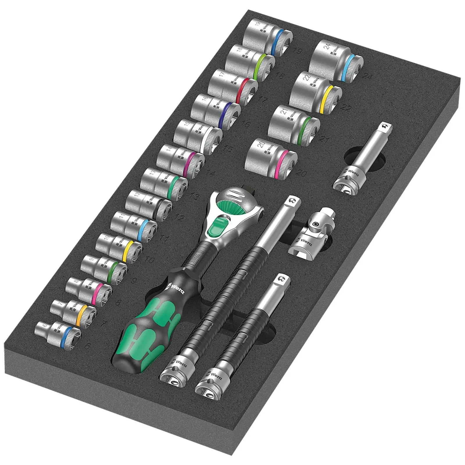 Wera Foam Insert 8000 B Zyklop 3/8" Drive Ratchet Set 1 9721 23 Pieces