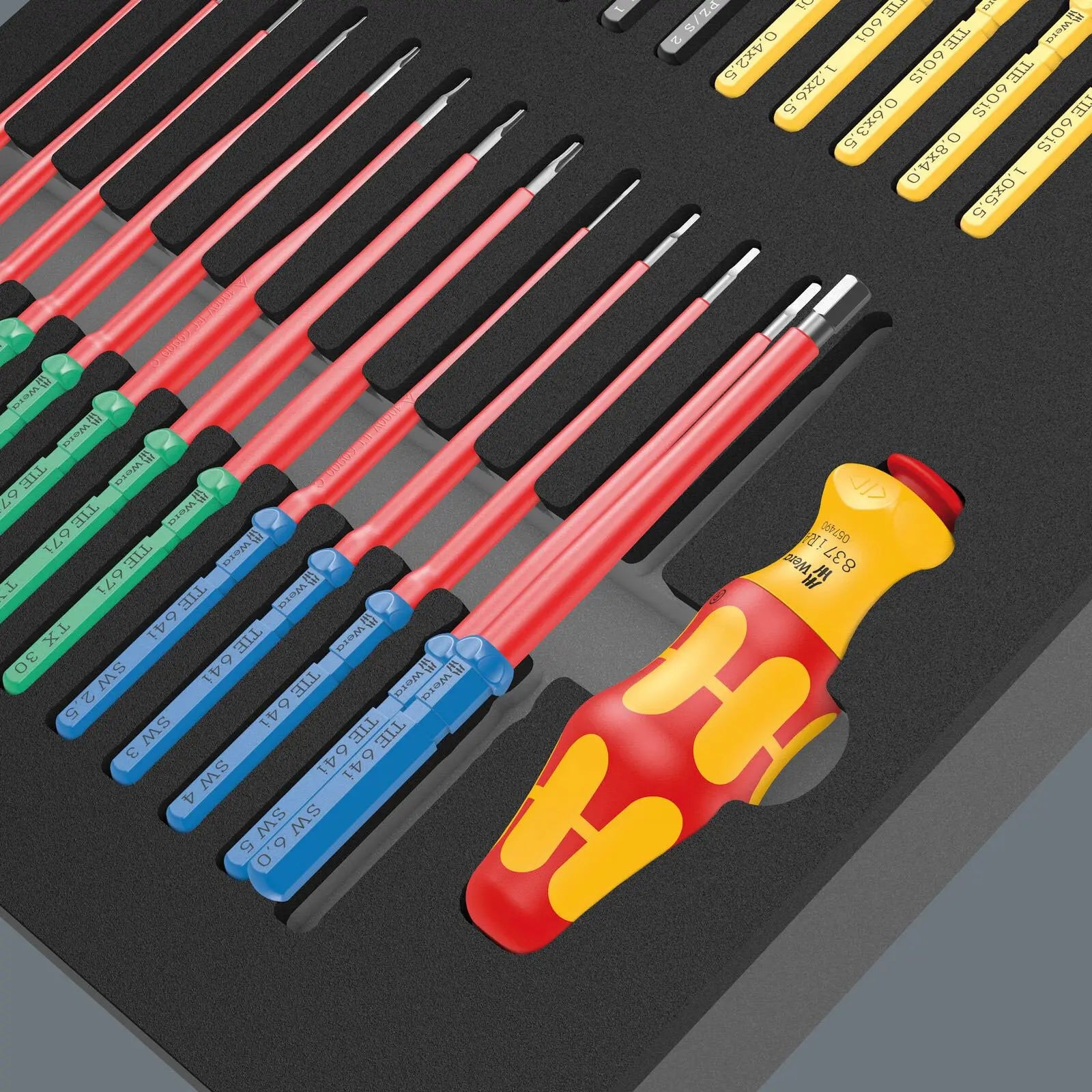 Wera Foam Insert Interchangable VDE Screwdriver Set Kraftform Kompakt VDE Set 1 9751 28 Pieces White Rose Tools