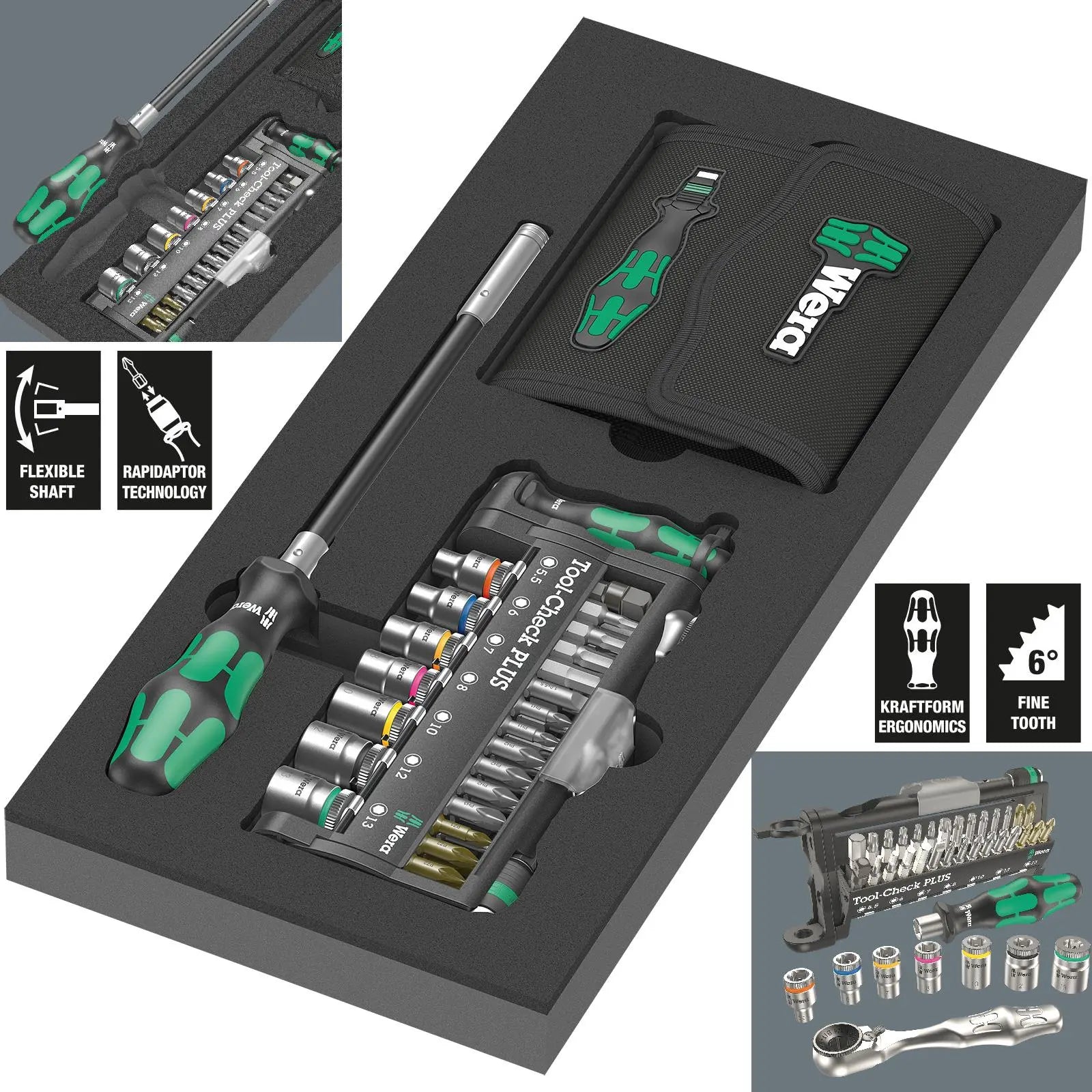 Wera Foam Insert Kraftform Kompakt and Tool-Check Plus Set 1 9750 57 Pieces