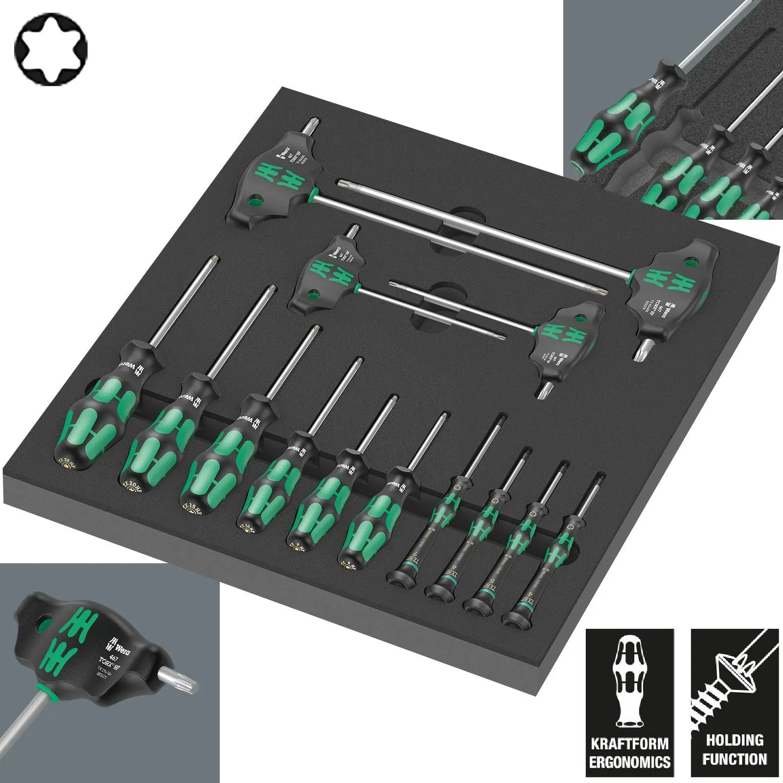 Wera Foam Insert Torx Holding Function Screwdriver Set 1 9712 14 Pieces