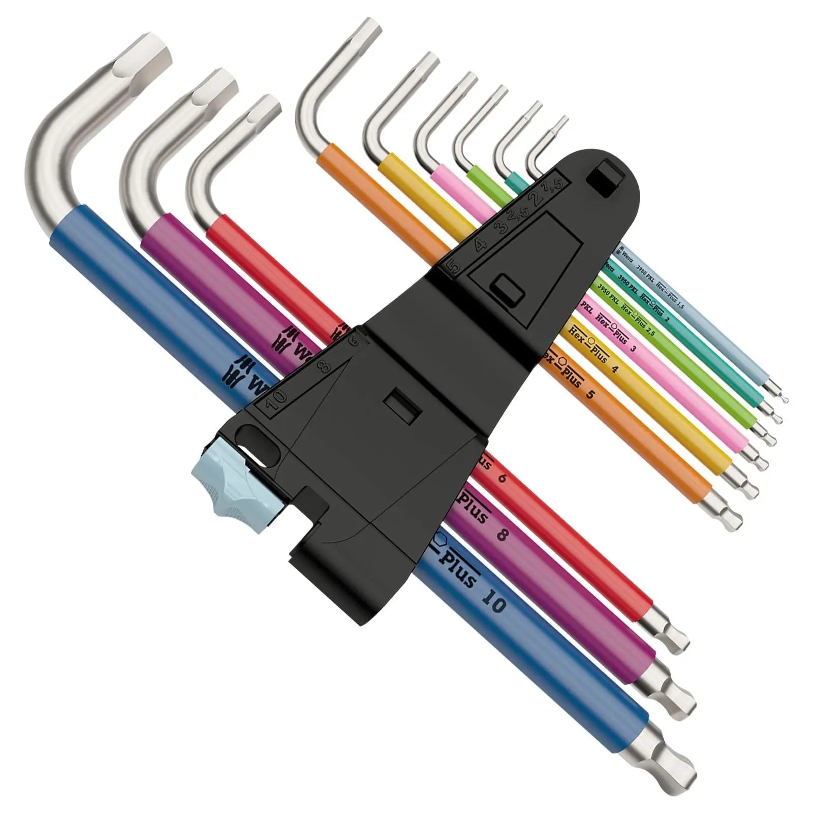 Wera Hex Key Set 3950/9 Multicolour Stainless Steel 1 L-Key Metric 9 Piece 1.5-10mm  White Rose Tools