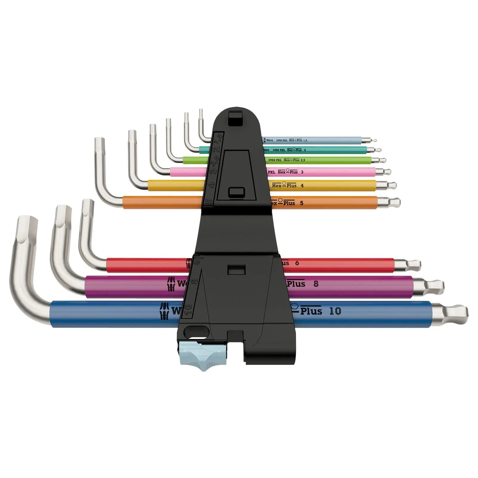Wera Hex Key Set 3950/9 Multicolour Stainless Steel 1 L-Key Metric 9 Piece 1.5-10mm  White Rose Tools
