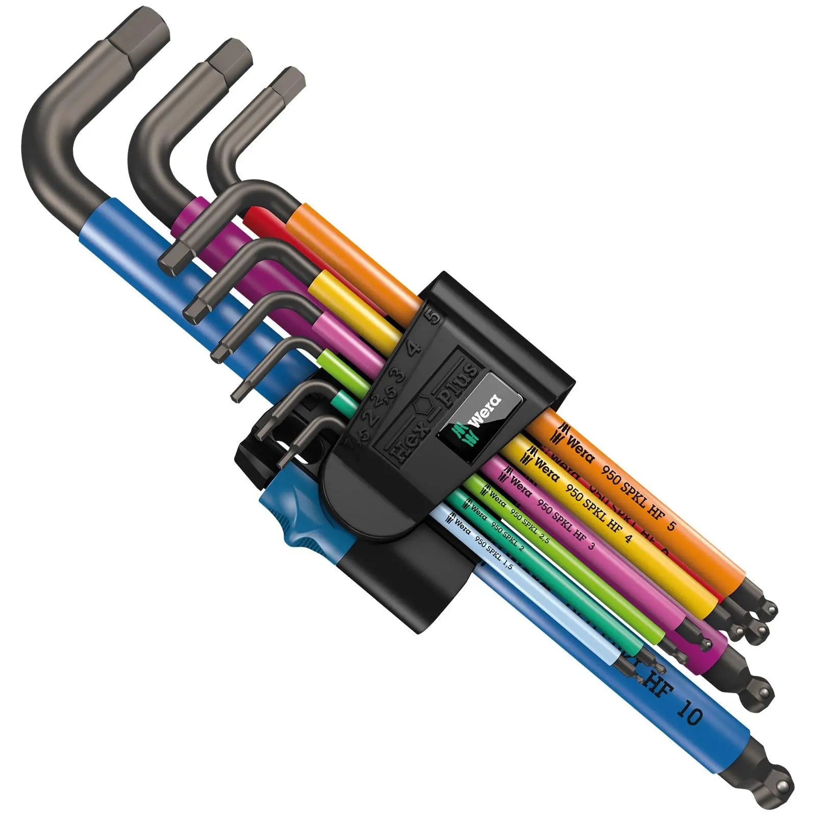 Wera Hex Key Set 950/9 Hex Plus Multicolour HF 1 L-Key Set Metric BlackLaser Holding Function 9 Piece White Rose Tools
