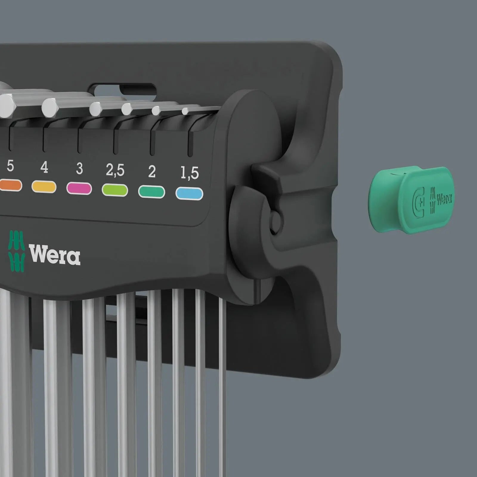Wera Hex Key Set Stand Wall Rack 950/9 Hex Plus 8 L-Key Set Metric Chrome Plated 9 Pieces 1.5-10mm White Rose Tools