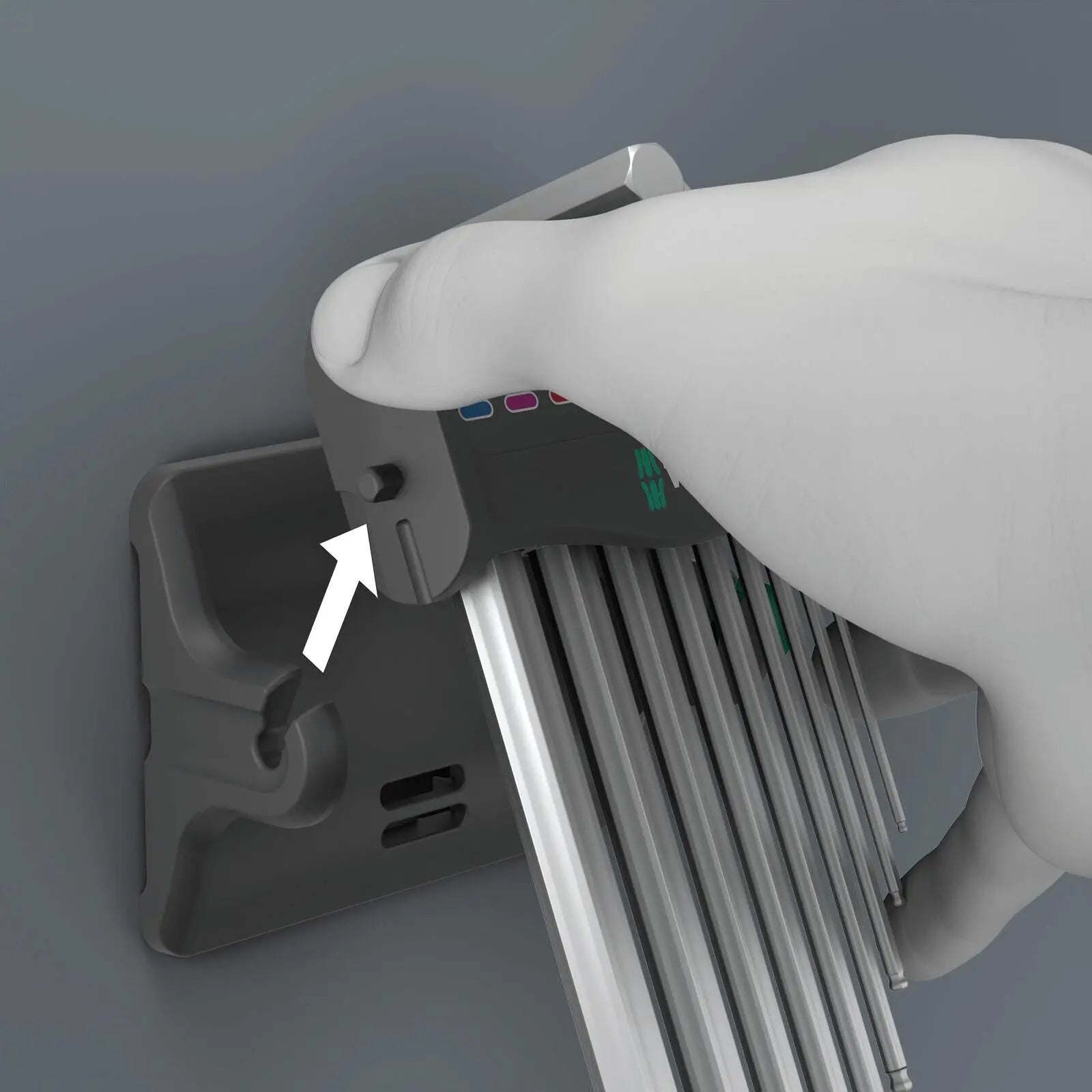 Wera Hex Key Set Stand Wall Rack 950/9 Hex Plus 8 L-Key Set Metric Chrome Plated 9 Pieces 1.5-10mm  White Rose Tools