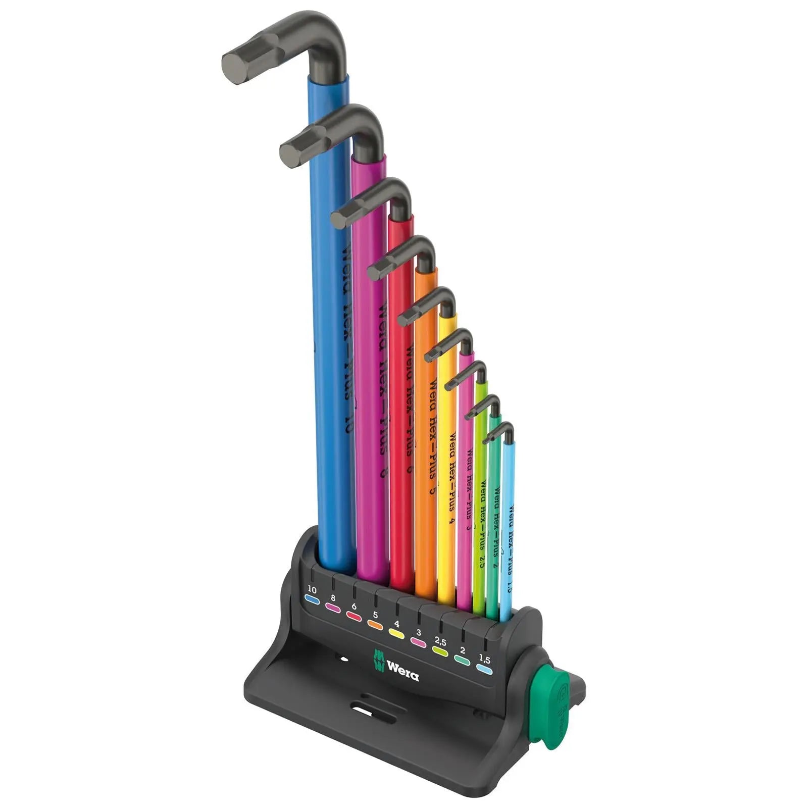 Wera Hex Key Set Stand Wall Rack 950/9 Hex Plus Multicolour 3 L-Key Set Metric BlackLaser 9 Pieces 1.5-10mm  White Rose Tools