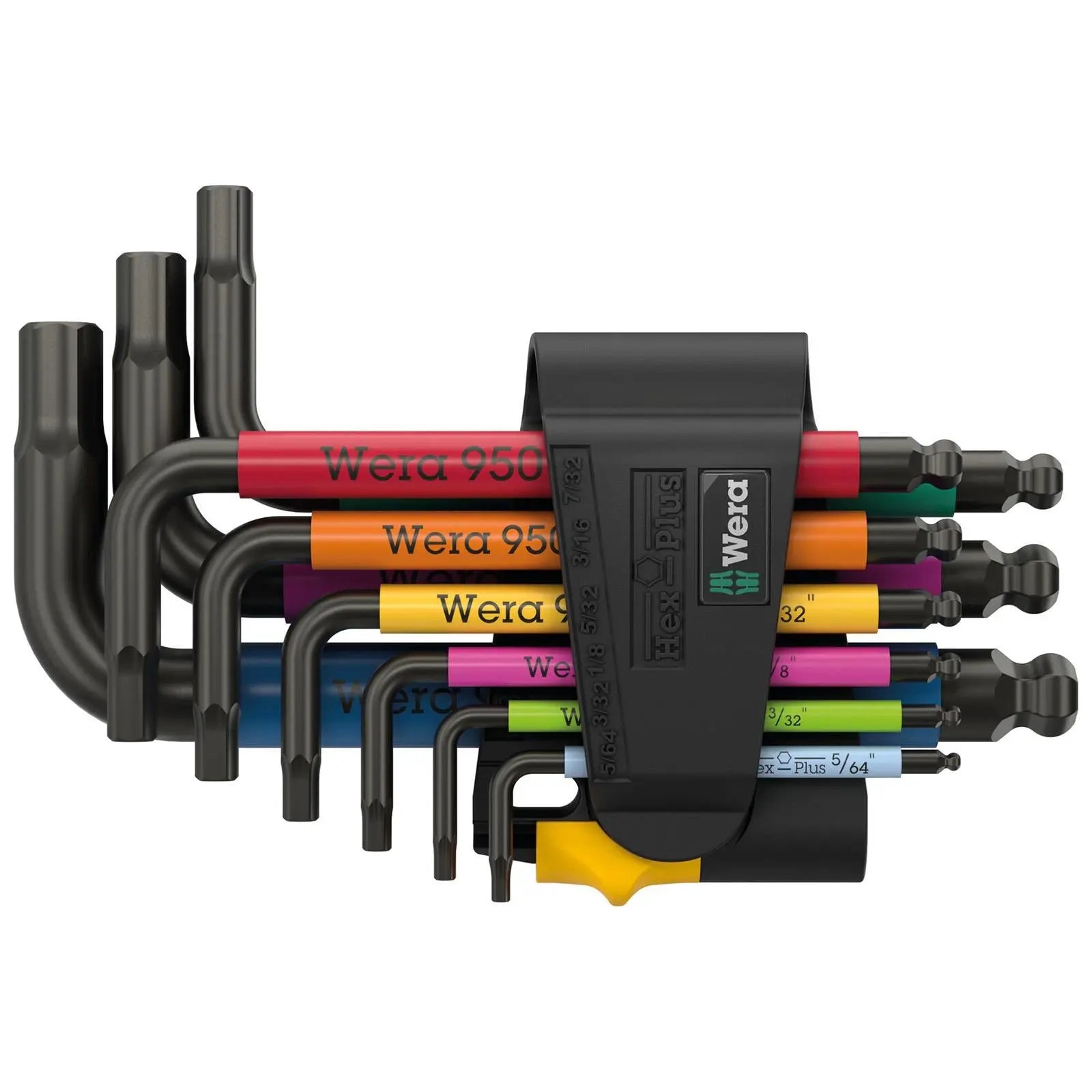 Wera Hex Key Set Stubby 950/9 Hex Plus Multicolour Imperial 3 L-Key Set BlackLaser 9 Pieces 5/64"-3/8  White Rose Tools