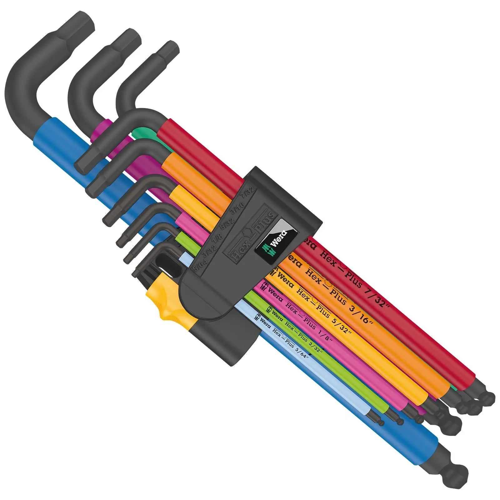 Wera Hex Plus Multicolour Imperial 2 950/9 L Key Set BlackLaser 9 Piece 5/64"-3/8