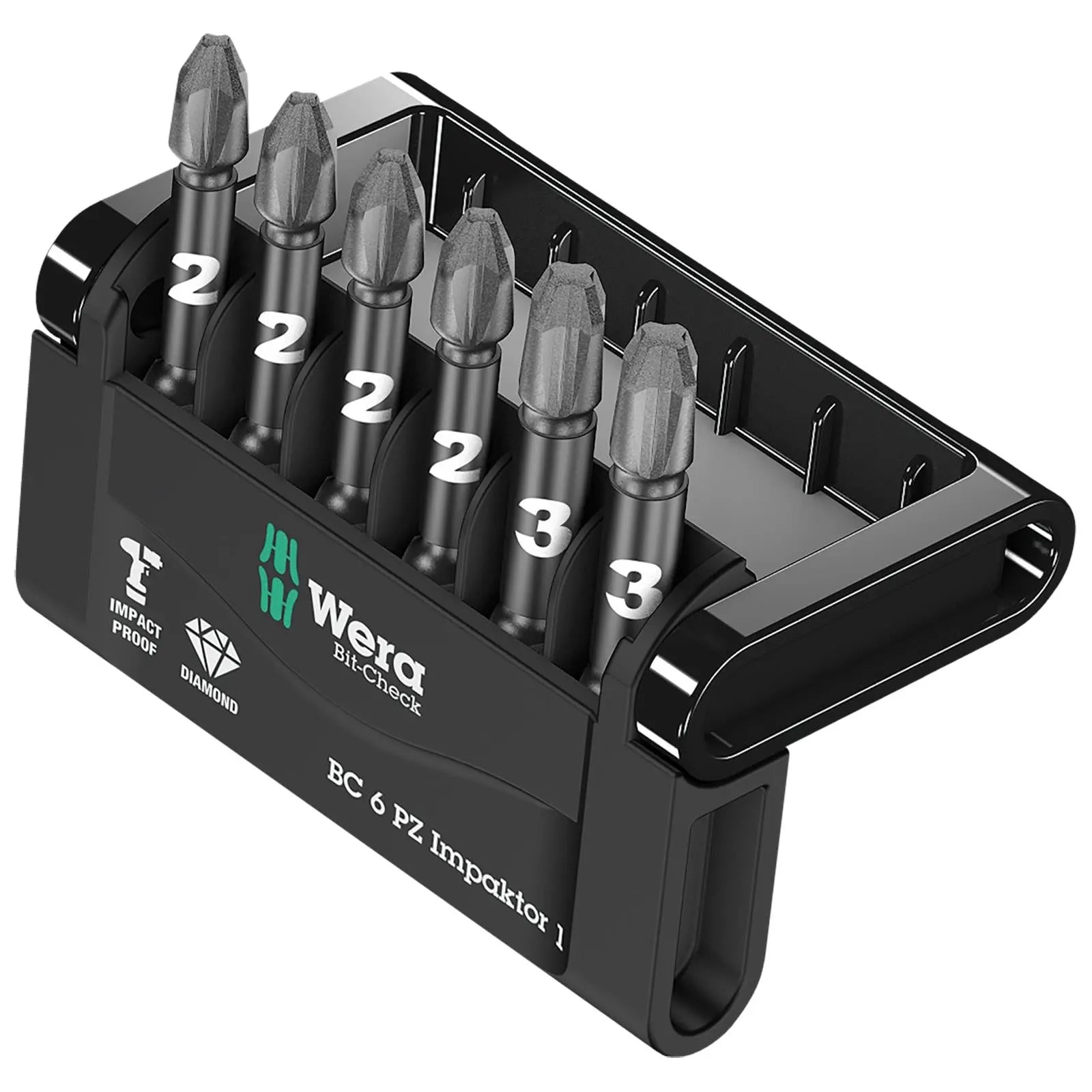 Wera Impact Screwdriver Bit Set Bit Check 6 PZ Impaktor 1 Pozi 6 Pieces  White Rose Tools