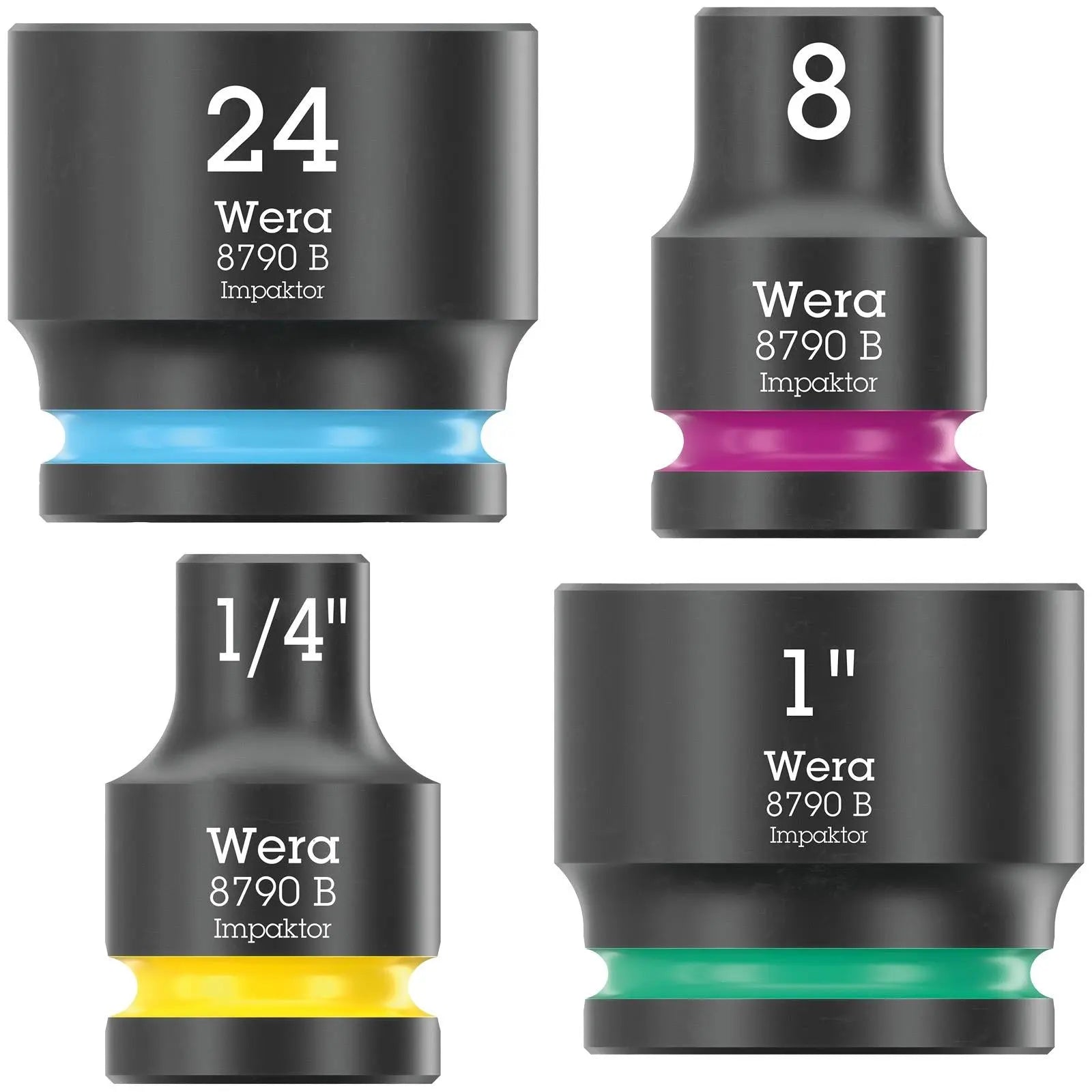 Wera Impact Socket 3/8" Drive 8790 B Impaktor Choose Size Metric 8-24mm or Imperial 1/4"-1 White Rose Tools