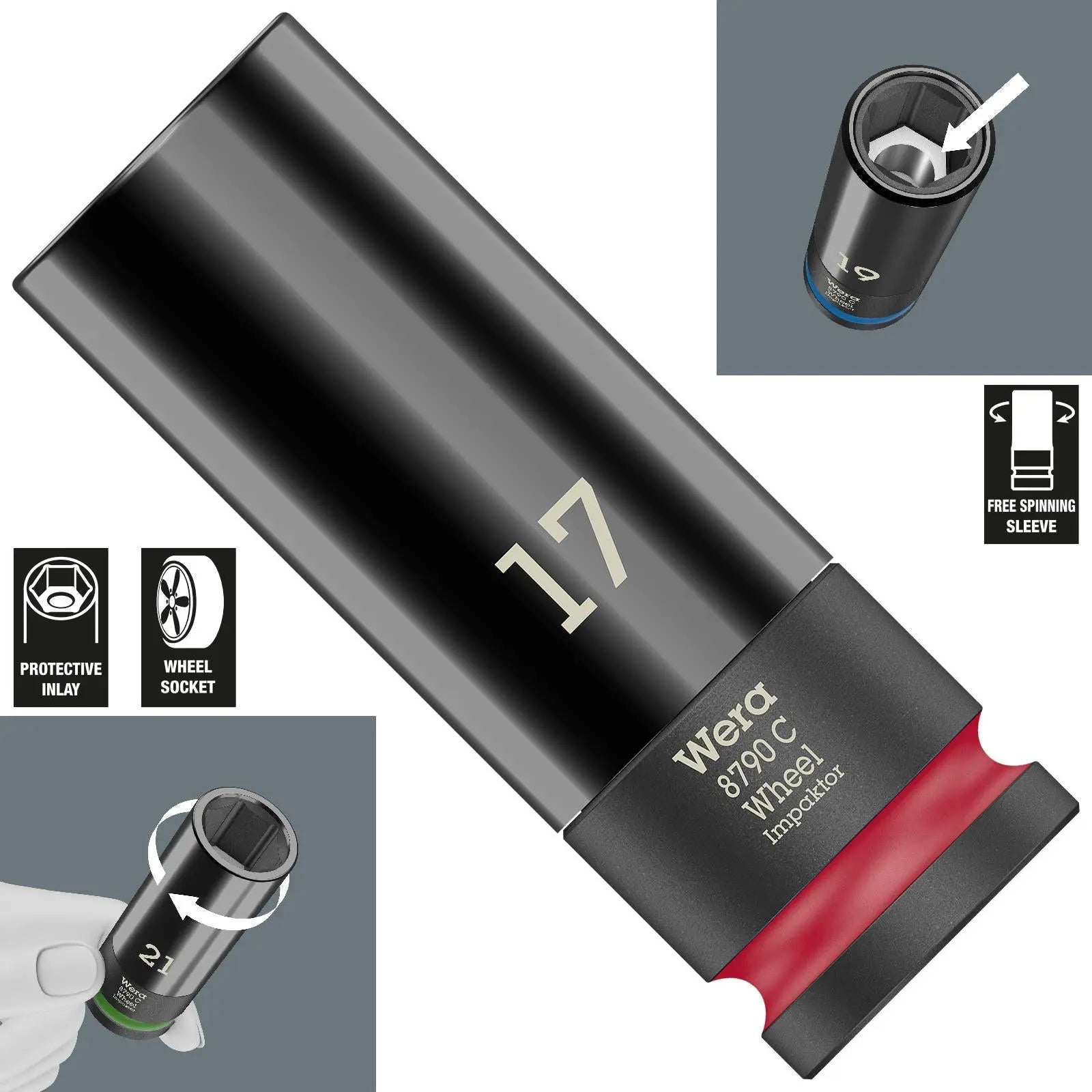 Wera Impact Socket Impaktor 1/2" Drive for Alloy Wheels 8790 C Wheel 17mm x 85mm