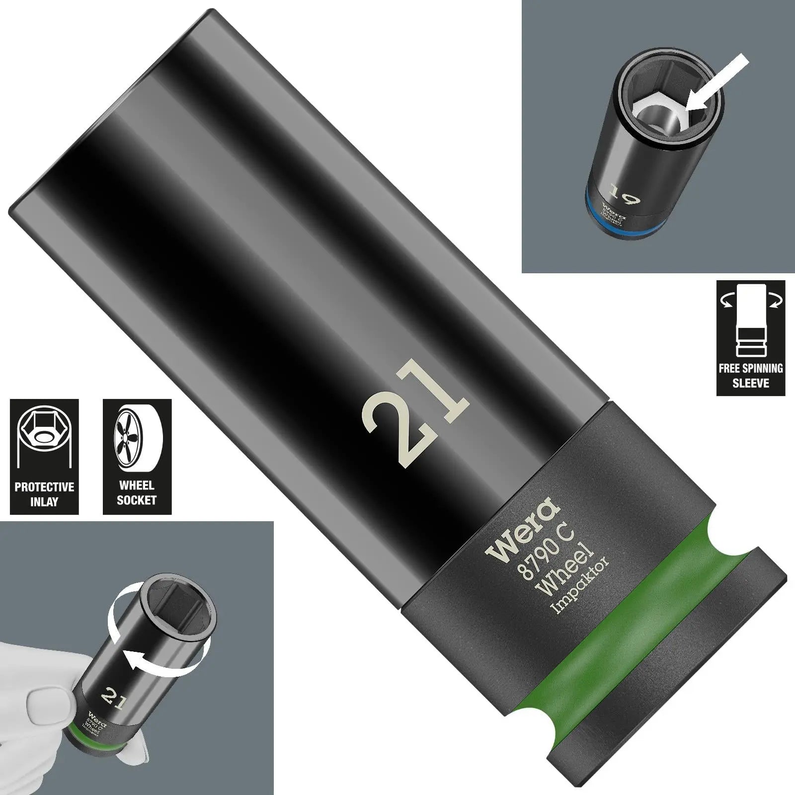 Wera Impact Socket Impaktor 1/2" Drive for Alloy Wheels 8790 C Wheel 21mm x 85mm
