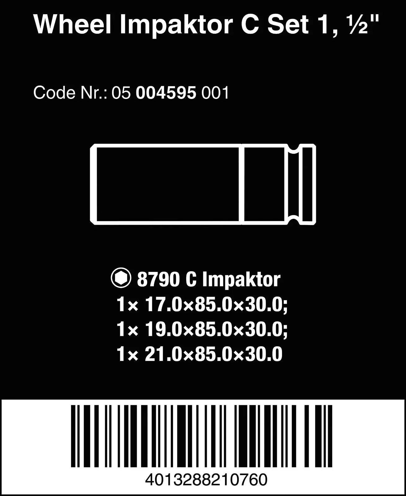 Wera Impact Socket Set 1/2" Drive for Alloy Wheels Wheel Impaktor C Set 1 3 Pieces 17-21mm