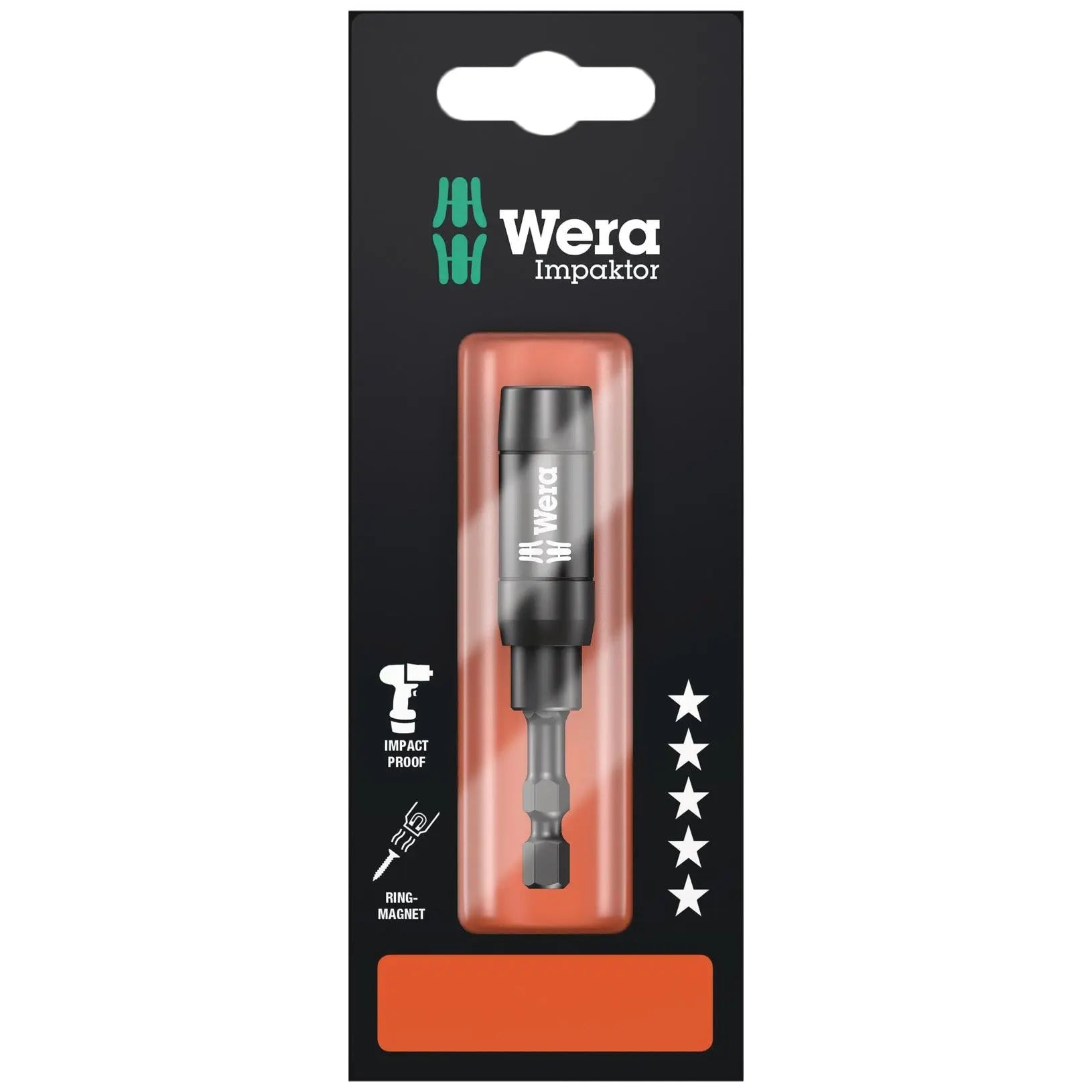 Wera Impaktor Impact Bit Holder with Retaining Ring and Ring Magnet 897/4 IMP R SB 1/4" Hex 75mm  White Rose Tools