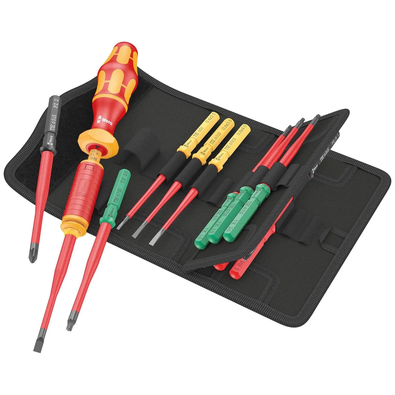 Wera Interchangeable VDE Screwdriver Set Kraftform Kompakt VDE 15 Torque 1.2-3Nm Extra Slim 1 Tool Finder 15 Pieces White Rose Tools