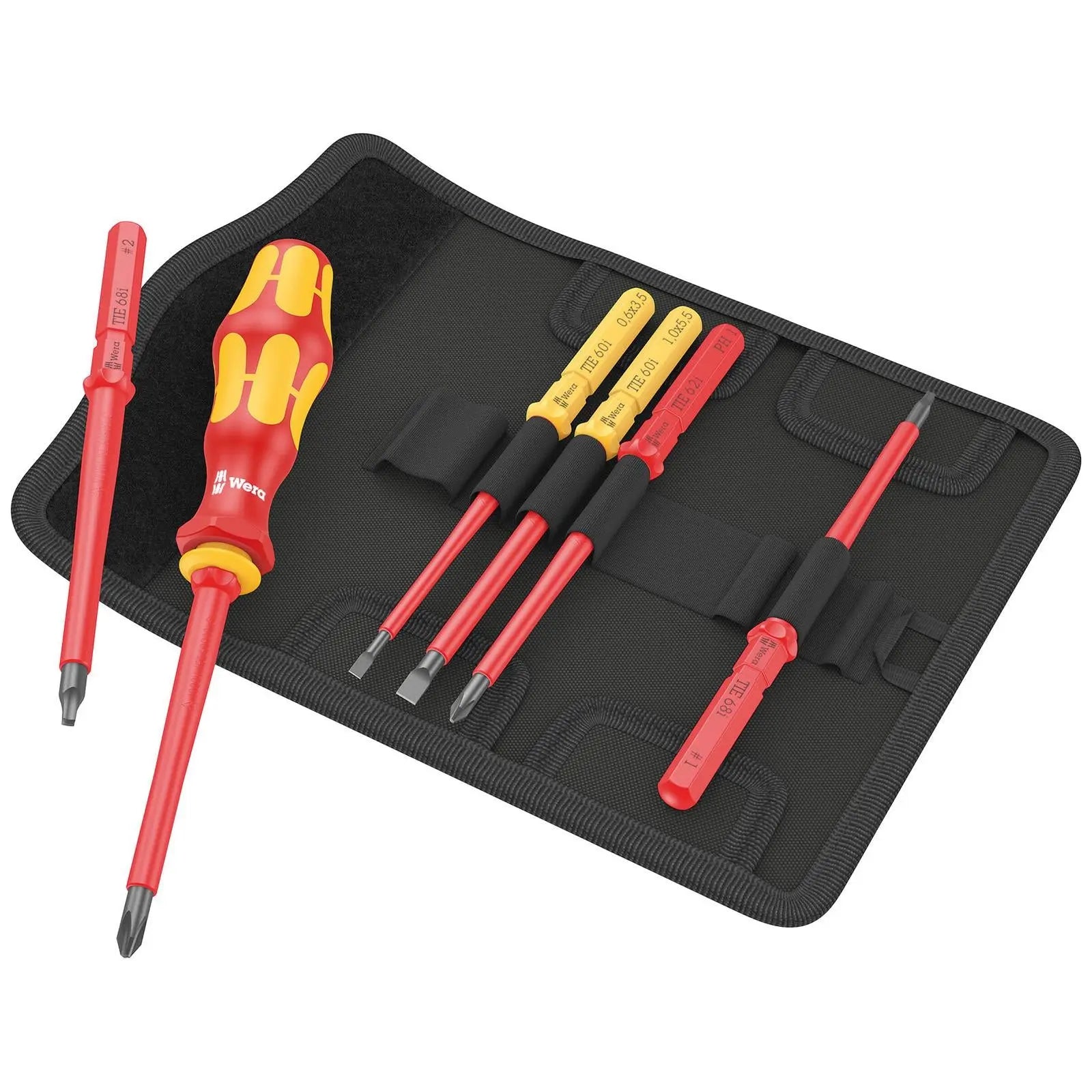 Wera Interchangeable VDE Screwdriver Set Kraftform Kompakt VDE 7 Imperial 1 Tool Finder 6 Pieces Phillips Slotted Square White Rose Tools