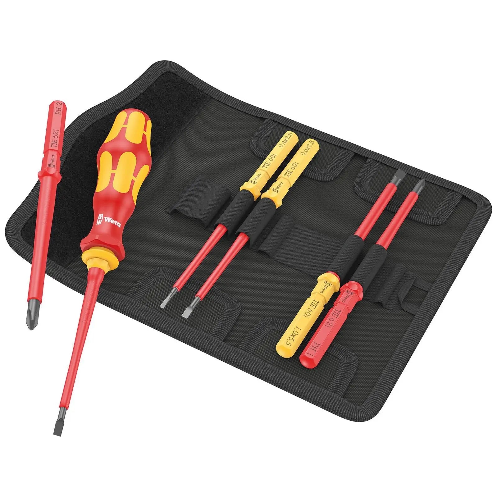 Wera Interchangeable VDE Screwdriver Set Kraftform Kompakt VDE 7 Universal 1 Tool Finder 7 Pieces Phillips Slotted White Rose Tools