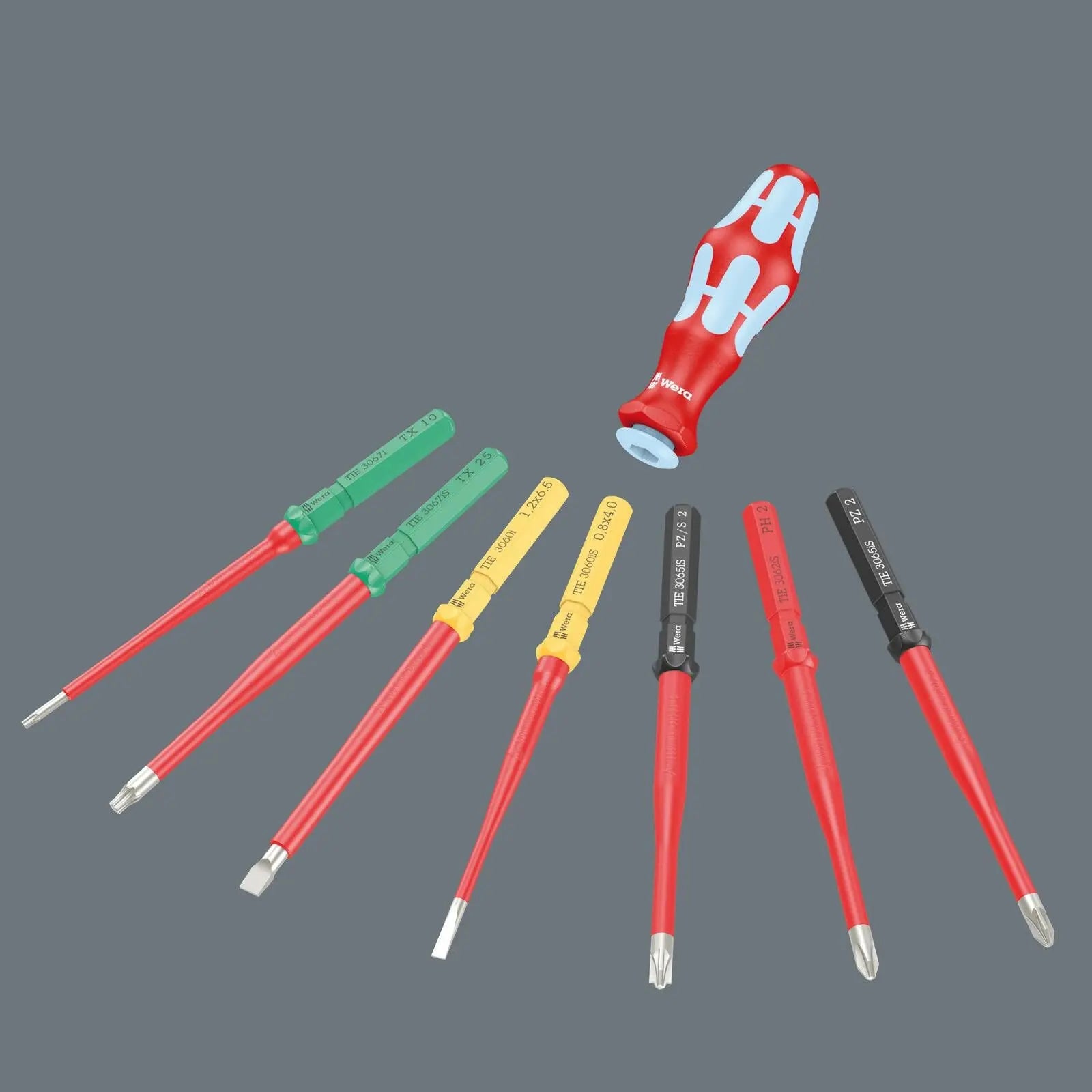 Wera Interchangeable VDE Screwdriver Set Kraftform Kompakt VDE Stainless 17 Extra Slim 1 Tool Finder 17 Pieces White Rose Tools