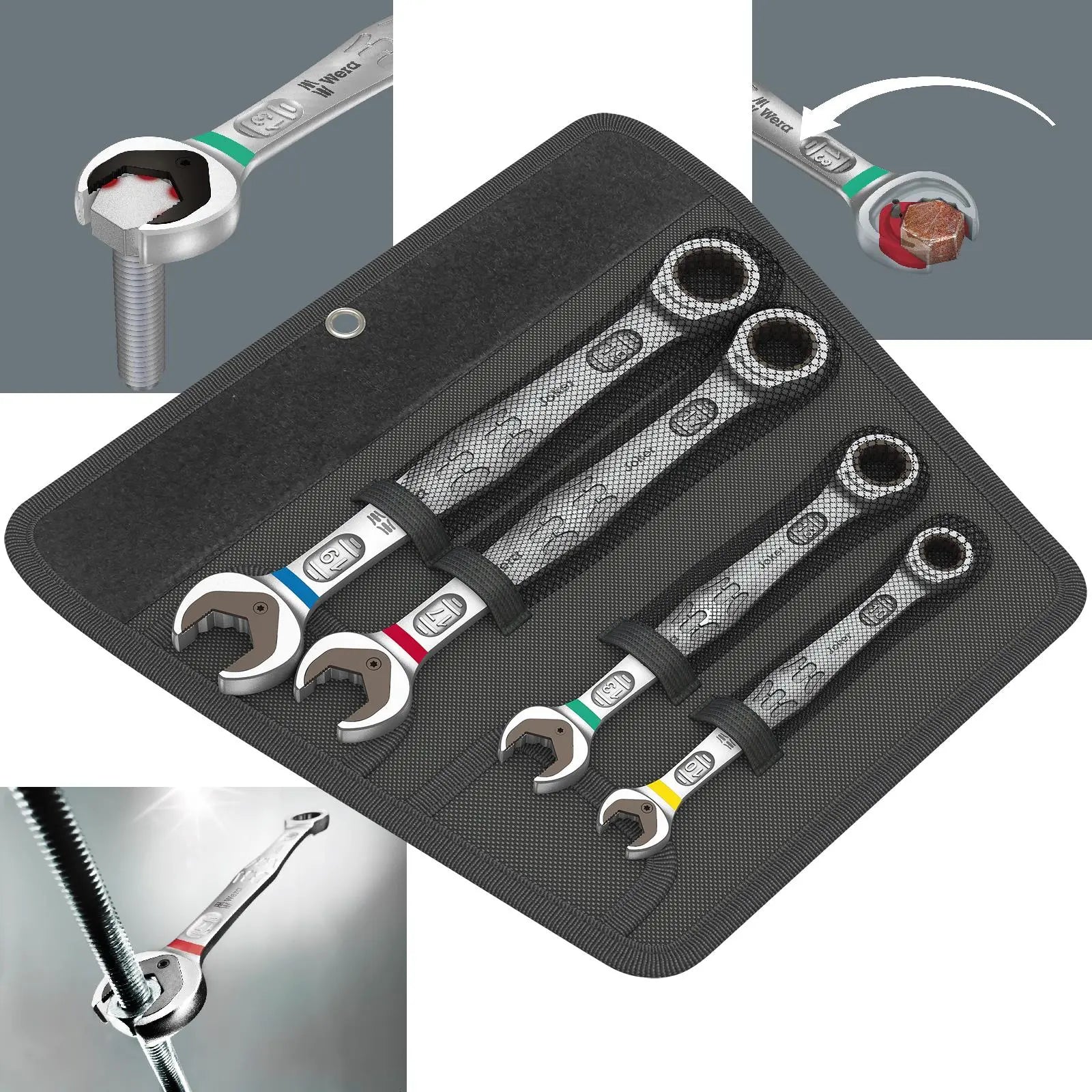 Wera Joker Ratchet Combination Spanner Wrench Set SB 4 Piece 10-19mm