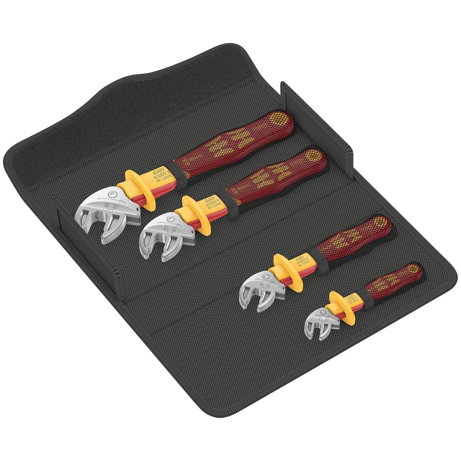 Wera Joker VDE 4 Set 1 6004 Insulated Self Setting Adjustable Spanner Set 4 Pieces in Case White Rose Tools