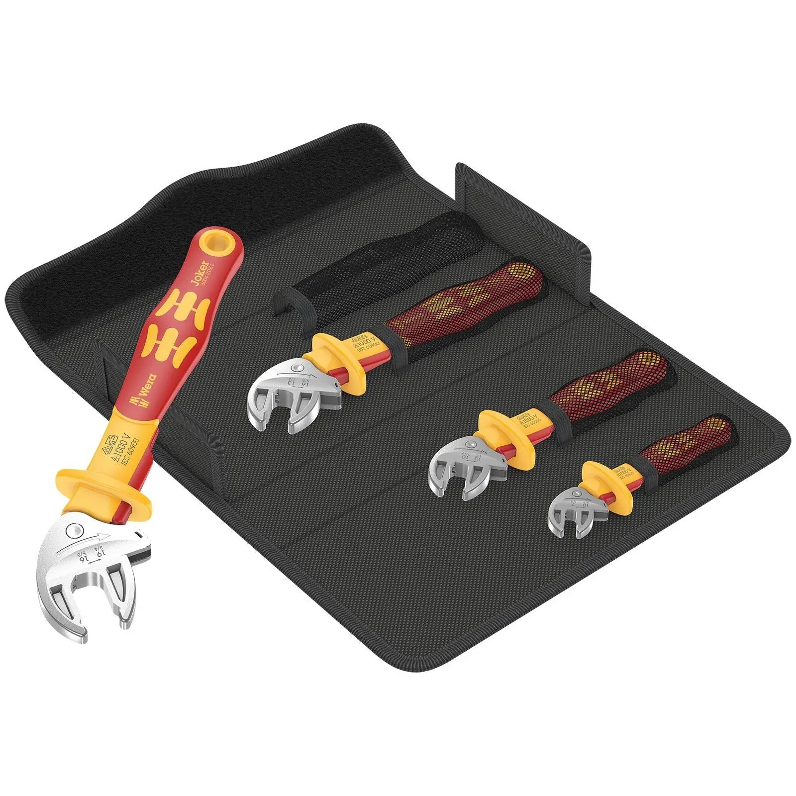 Wera Joker VDE 4 Set 1 6004 Insulated Self Setting Adjustable Spanner Set 4 Pieces in Case  White Rose Tools