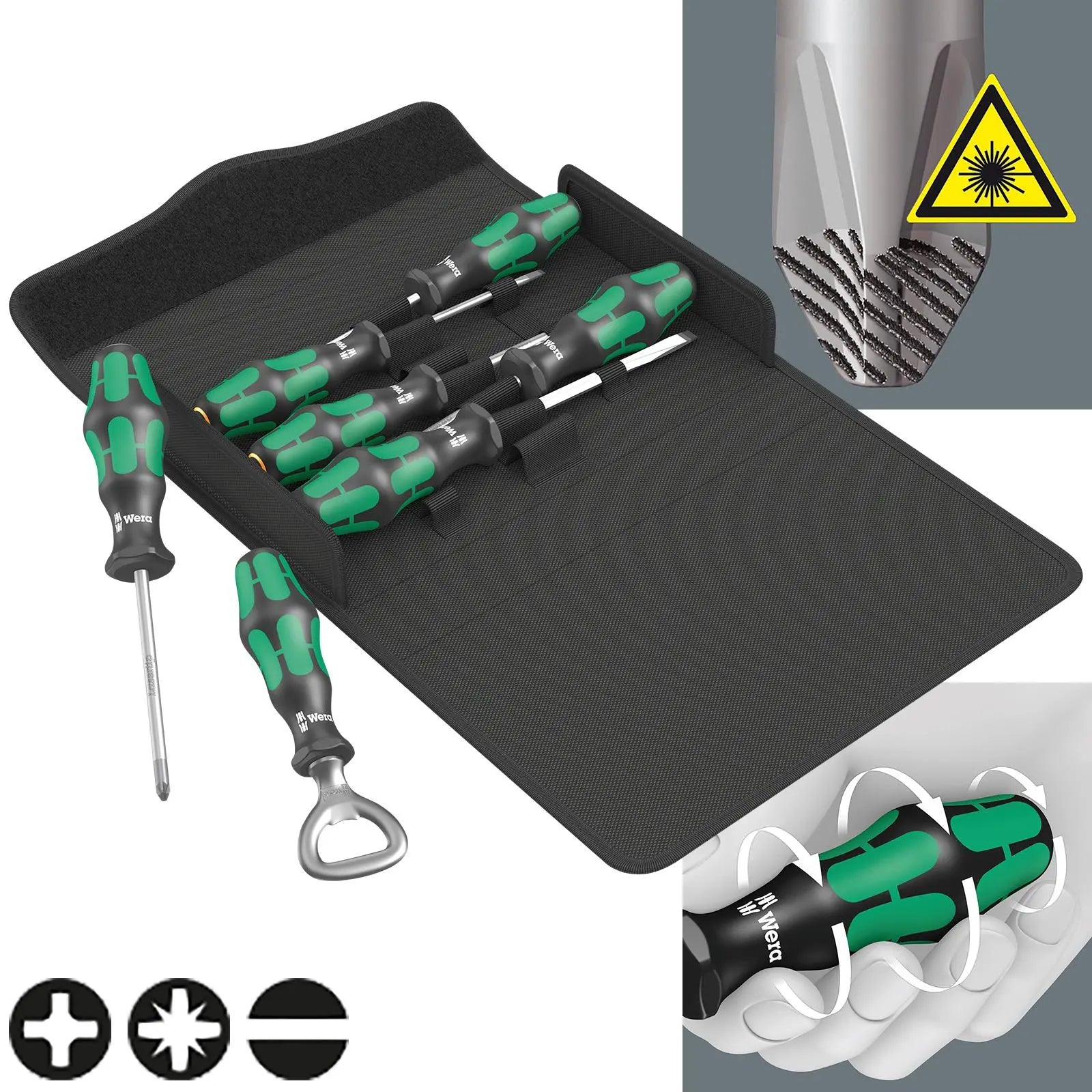 Wera Kraftform 300/7 Set 3 Screwdriver Set with Lasertip 7 Piece in Case